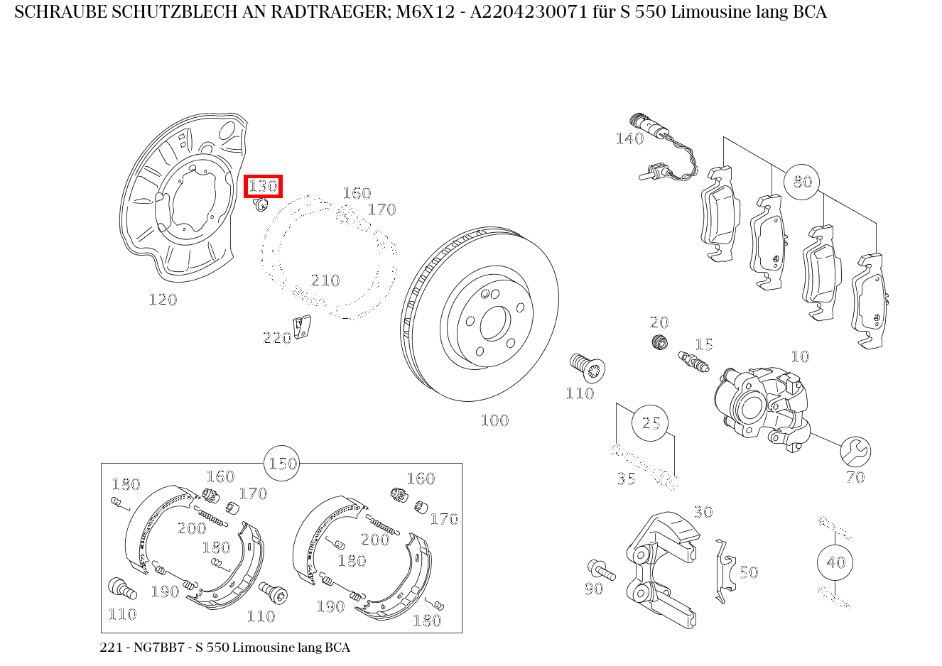 Schraube SCHUTZBLECH AN RADTRAEGER; M6X12 S 550 Limousine lang BCA 221