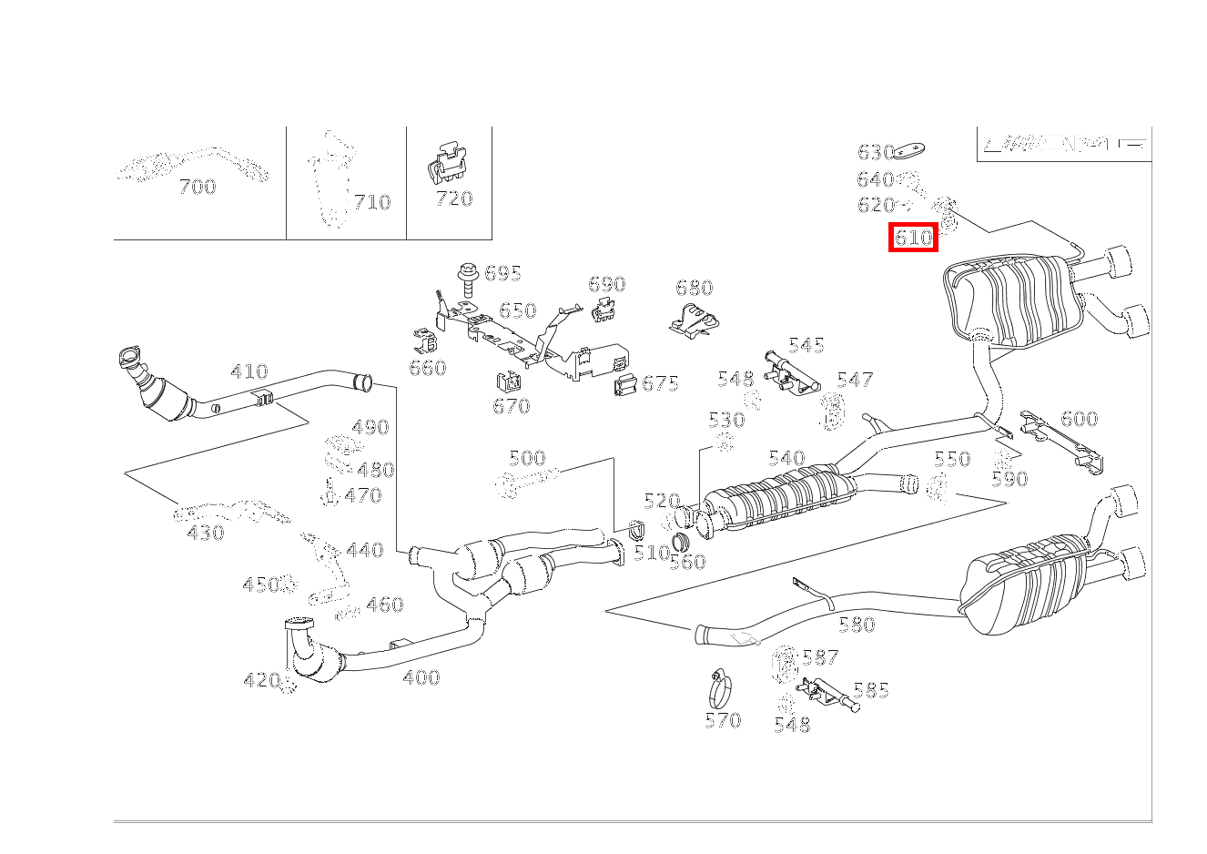 Aufhängering AUFHAENGUNG NACHSCHALLDAEMPFER CLS 55 AMG 219
