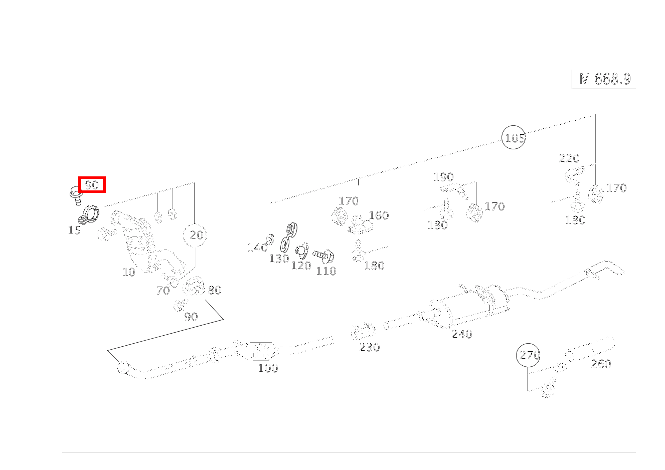 Sechsrundschraube AUSPUFFROHR VORN; M8X40 A 170 L CDI 1,7 168 Sechsrundschraube AUSPUFFROHR VORN; M8X40 A 170 L CDI 1,7 168