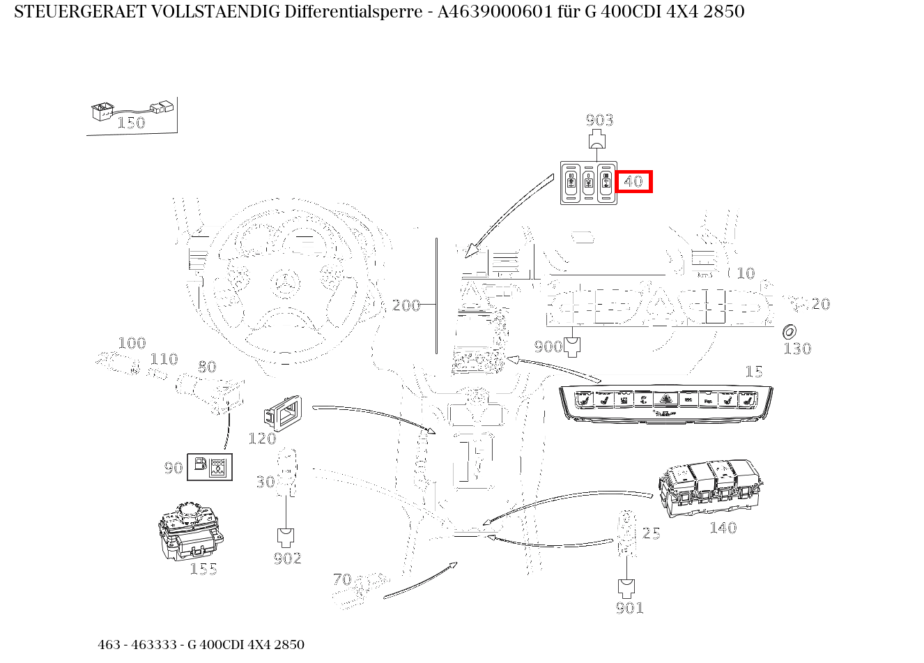 Steuergerät vollständig Differentialsperre G 400CDI 4X4 2850 463 Steuergerät vollständig Differentialsperre G 400CDI 4X4 2850 463
