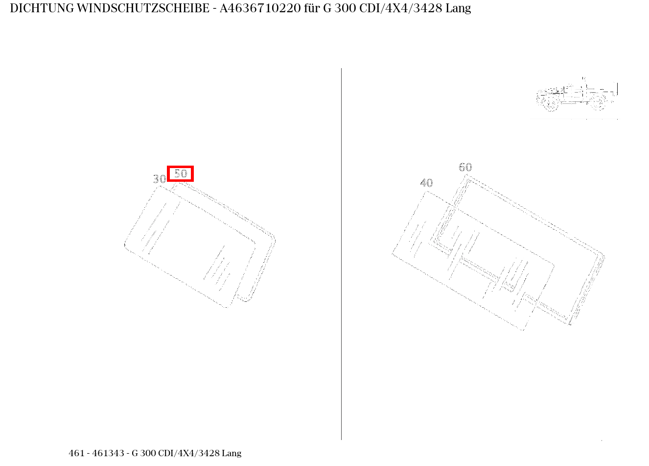ABDICHTUNG WINDSCHUTZSCHEIBE G 300 CDI/4X4/3428 Lang 461