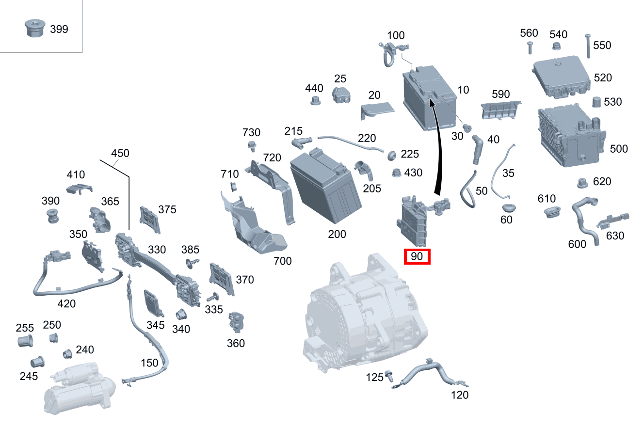 STROMBEGRENZER BATTERIE-PLUSPOL Mercedes-AMG E 63 S 4MATIC+ T-Modell 213