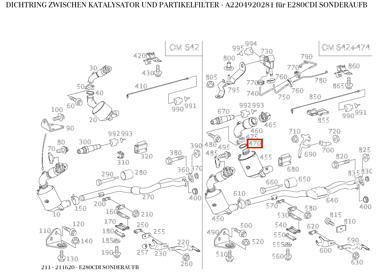 Dichtring ZWISCHEN KATALYSATOR UND PARTIKELFILTER E280CDI SONDERAUFB 211 Dichtring ZWISCHEN KATALYSATOR UND PARTIKELFILTER E280CDI SONDERAUFB 211