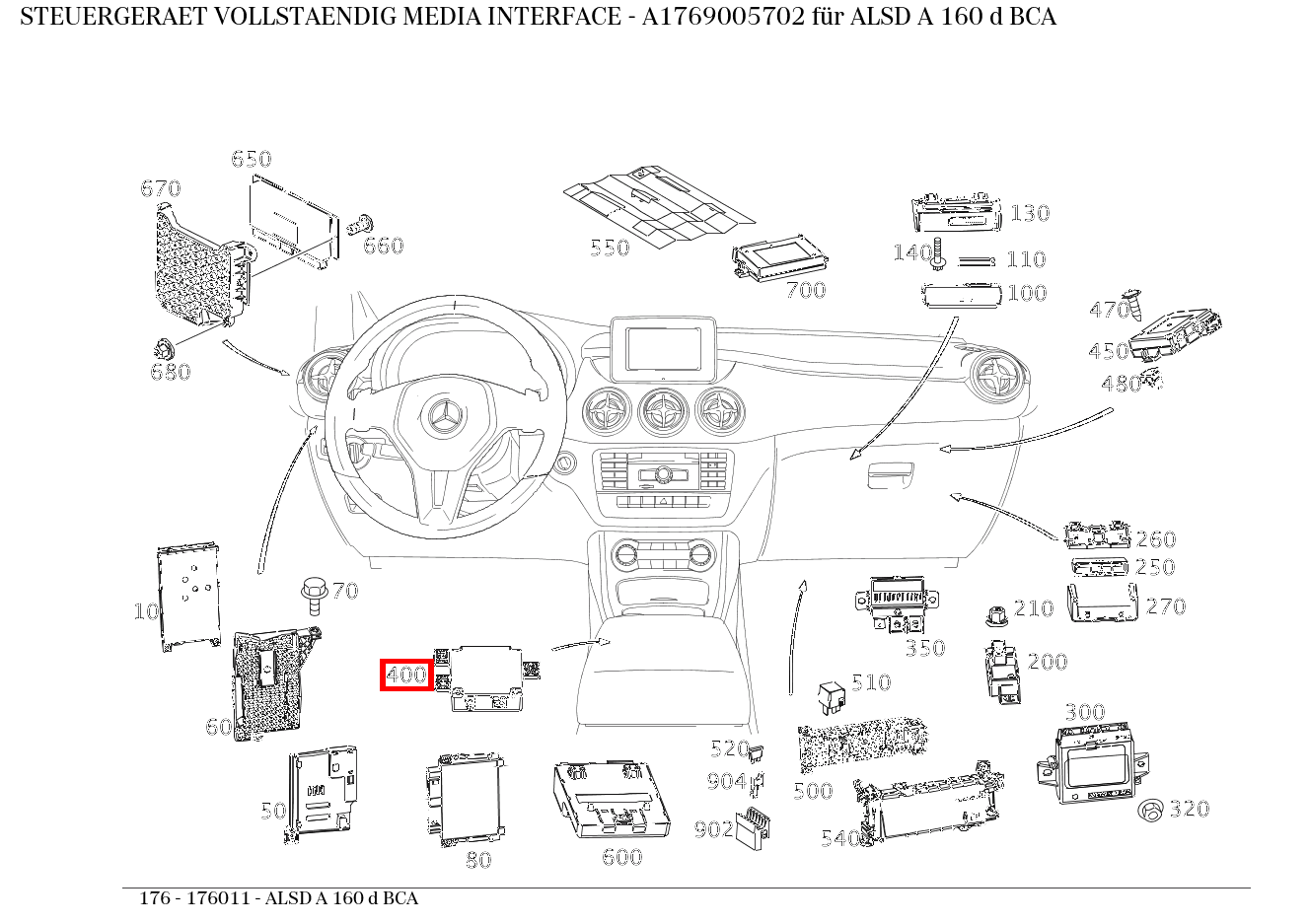 Steuergerät vollständig MEDIA INTERFACE ALSD A 160 d BCA 176 Steuergerät vollständig MEDIA INTERFACE ALSD A 160 d BCA 176