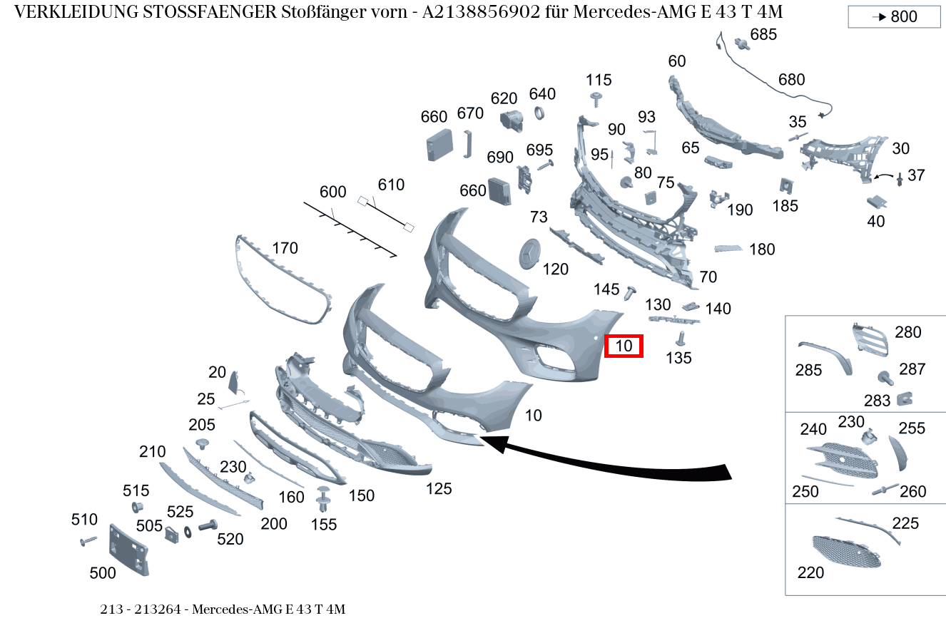Verkleidung Stossfänger Stoßfänger vorn Mercedes-AMG E 43 T 4M 213 Verkleidung Stossfänger Stoßfänger vorn Mercedes-AMG E 43 T 4M 213