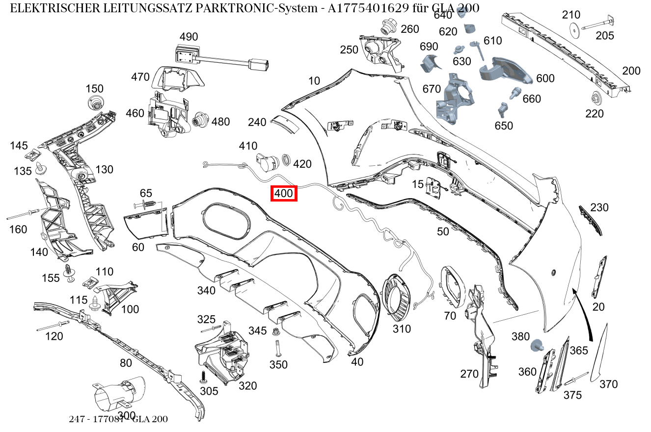 Elektrischer Leitungssatz PARKTRONIC-System GLA 200 247 Elektrischer Leitungssatz PARKTRONIC-System GLA 200 247
