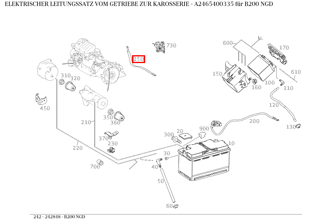 Elektrischer Leitungssatz VOM GETRIEBE ZUR KAROSSERIE B200 NGD 242