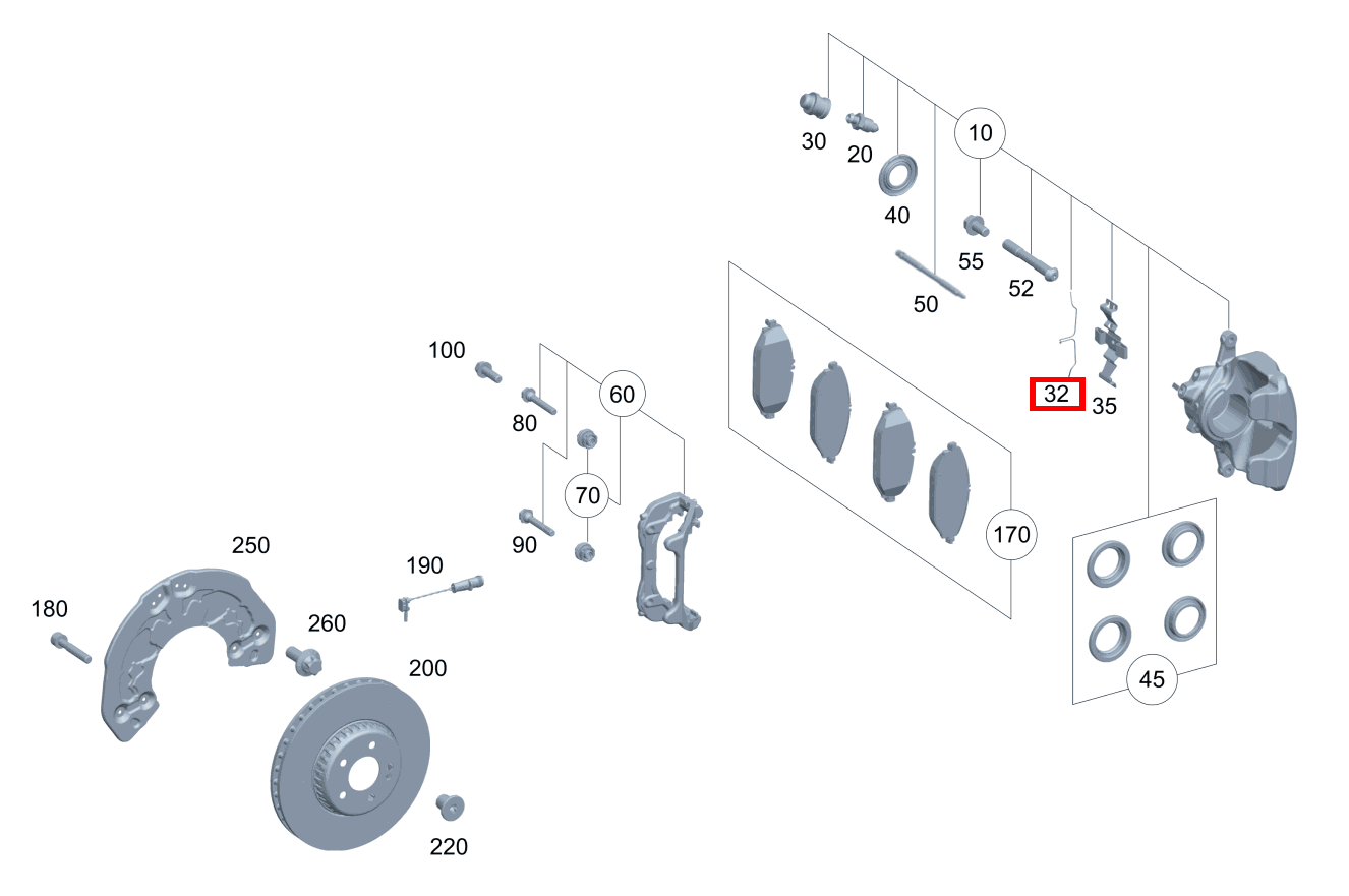 BUEGELFEDER Bremssattel links und rechts C 205, E 213, GLC 253 und  