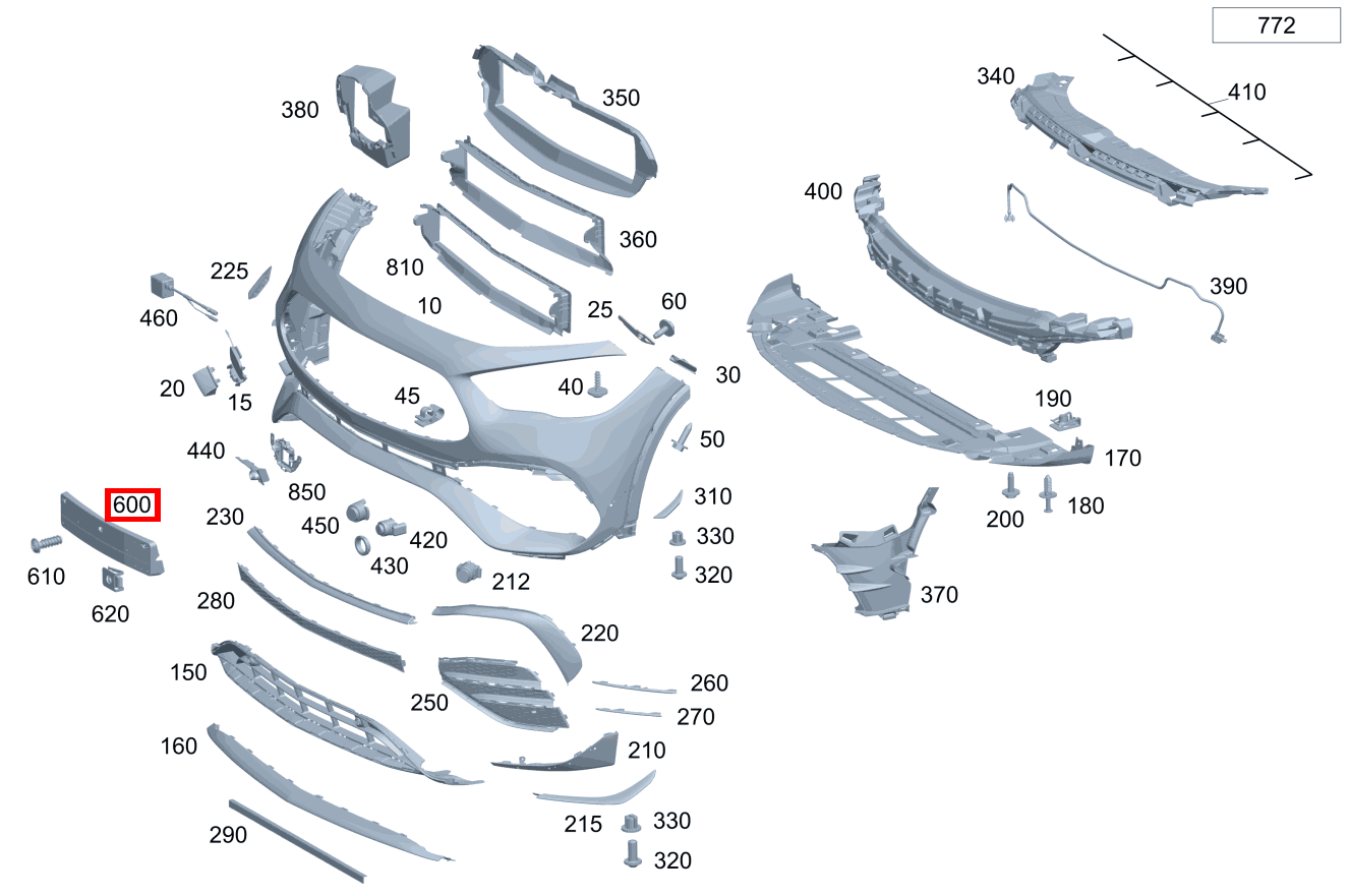 Kennzeichenblende GLA 250 e BCA 247
