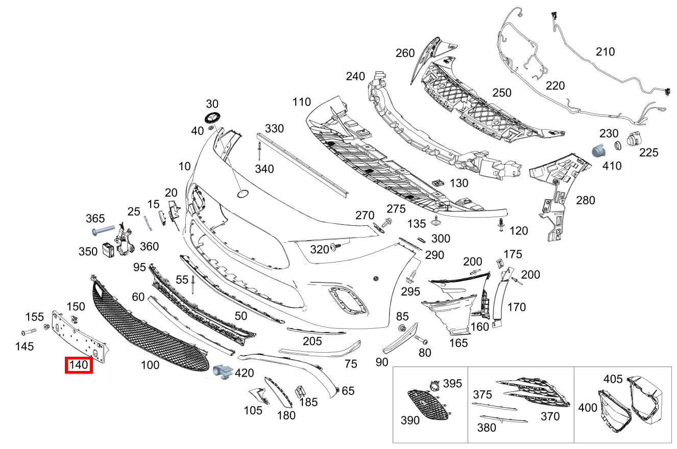 Kennzeichenblende An Stoßfänger Mercedes-AMG A 45 S 4MATIC+ Kompaktlimousine 177 Kennzeichenblende An Stoßfänger Mercedes-AMG A 45 S 4MATIC+ Kompaktlimousine 177