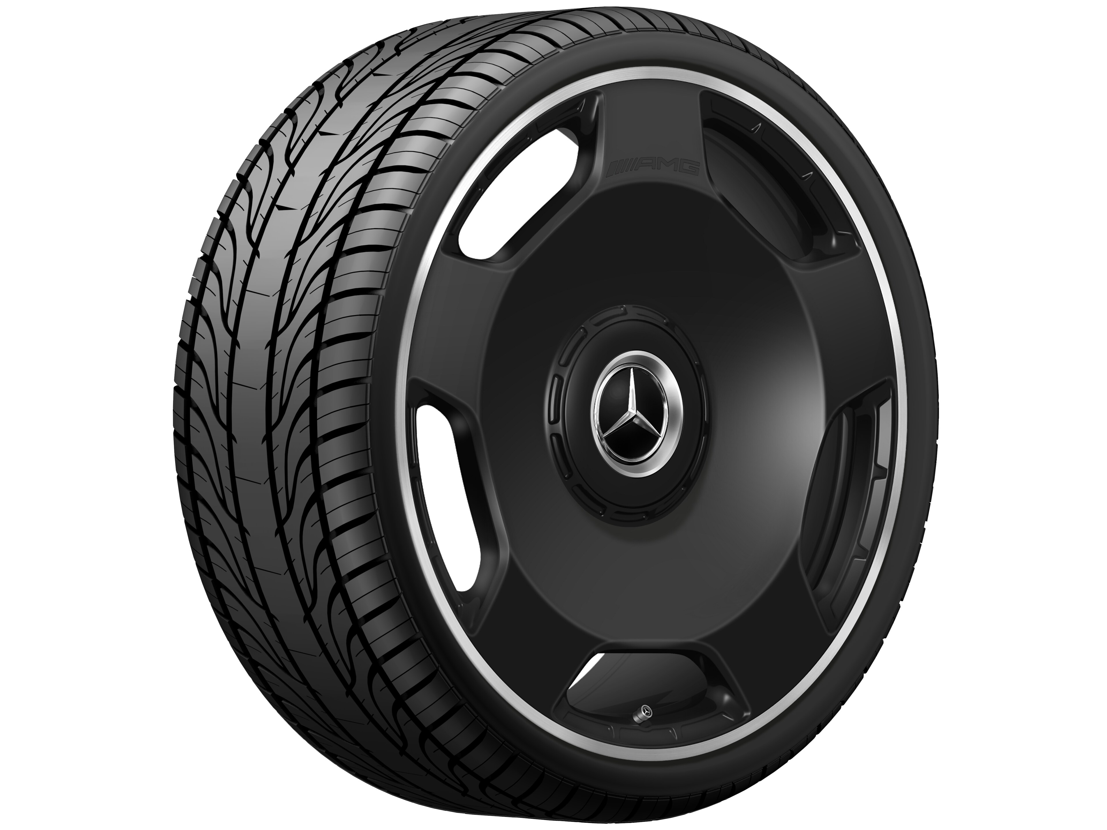Mercedes-Benz -  AMG Schmiederadfelge im 5-Loch Design, 58,4 cm (23 Zoll), Felgenhorn glanzgedreht 10 J x 23 ET 45, schwarz matt