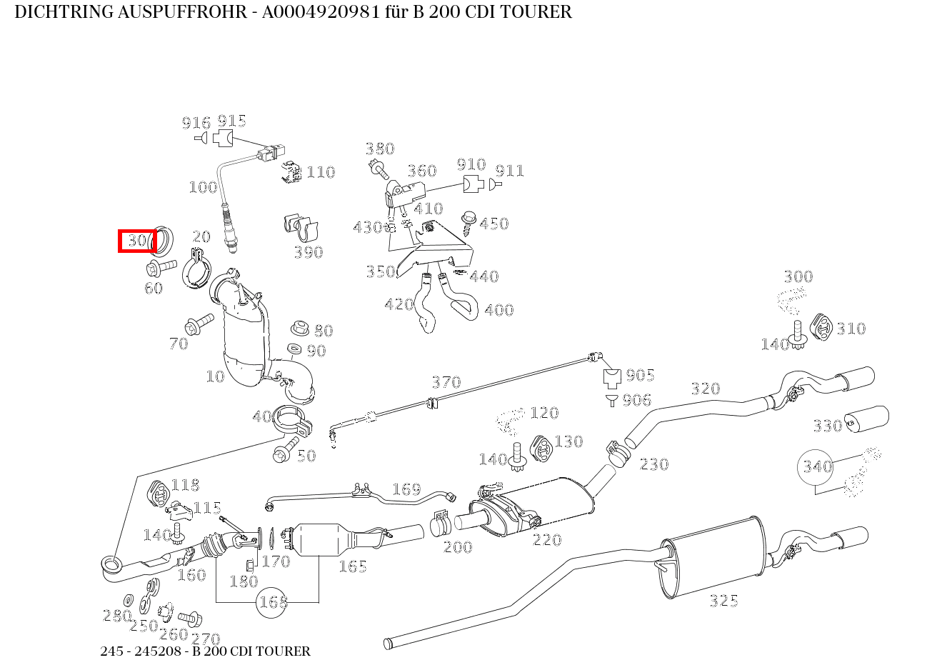 Dichtring AUSPUFFROHR B 200 CDI TOURER 245 Dichtring AUSPUFFROHR B 200 CDI TOURER 245