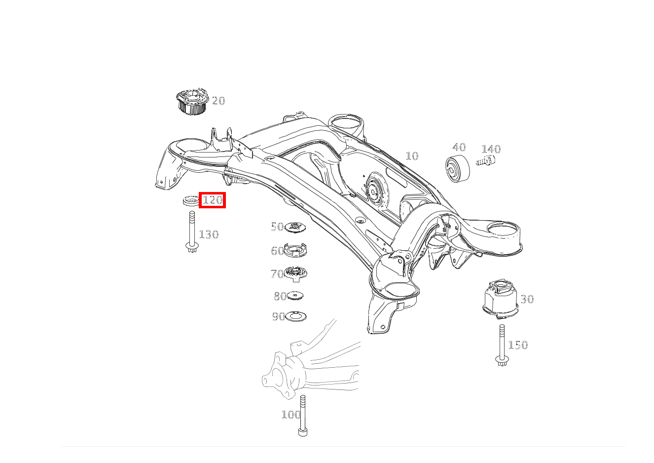 Anschlag HINTERACHSTRAEGER AN RAHMENBODEN VORN SLK55 AMG 172 Anschlag HINTERACHSTRAEGER AN RAHMENBODEN VORN SLK55 AMG 172