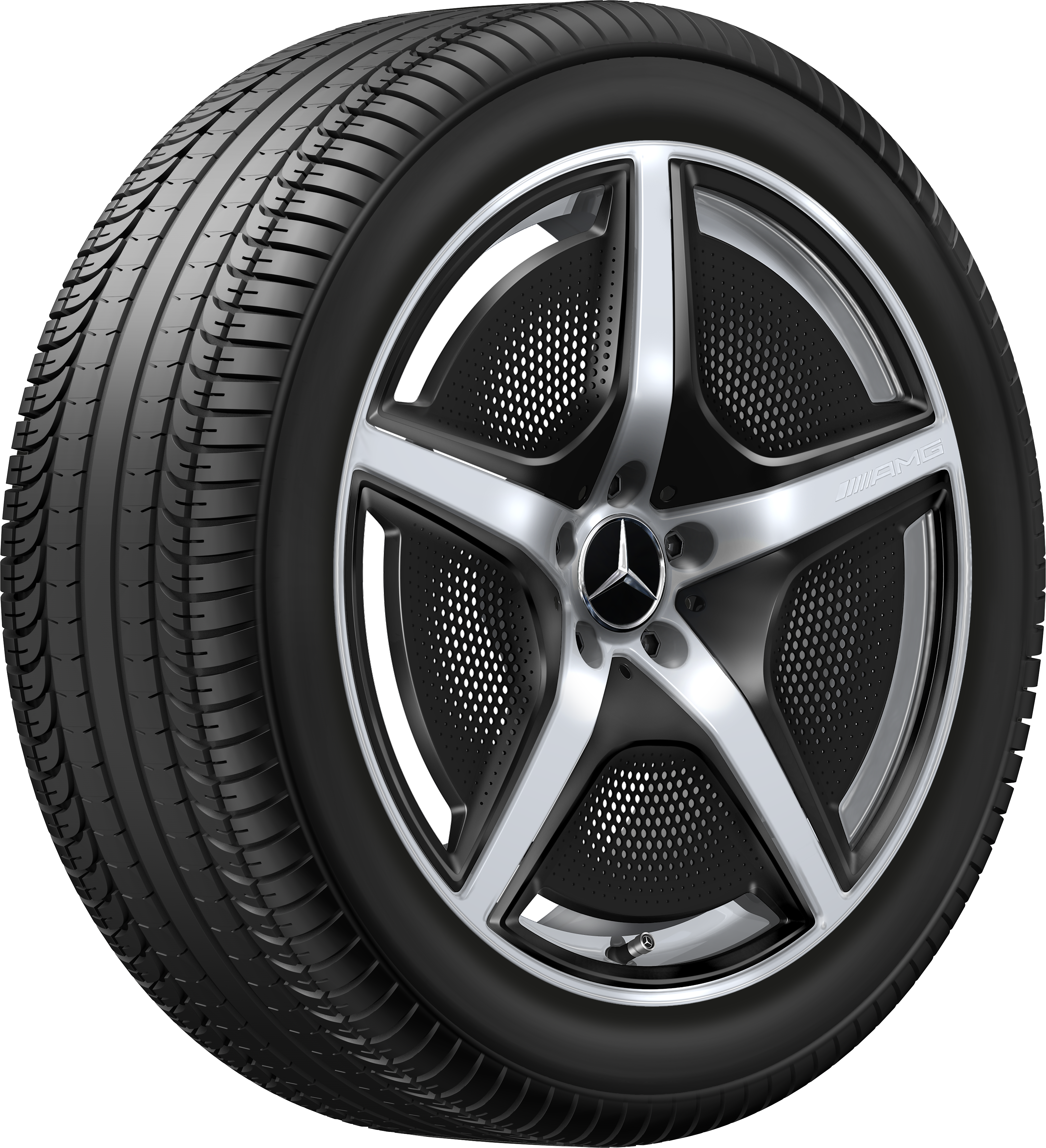 Mercedes-Benz -  AMG 5-Speichen-Rad, 21 Zoll, 9,5 J x 21 ET 30,1, vanadiumsilber, hochglänzend