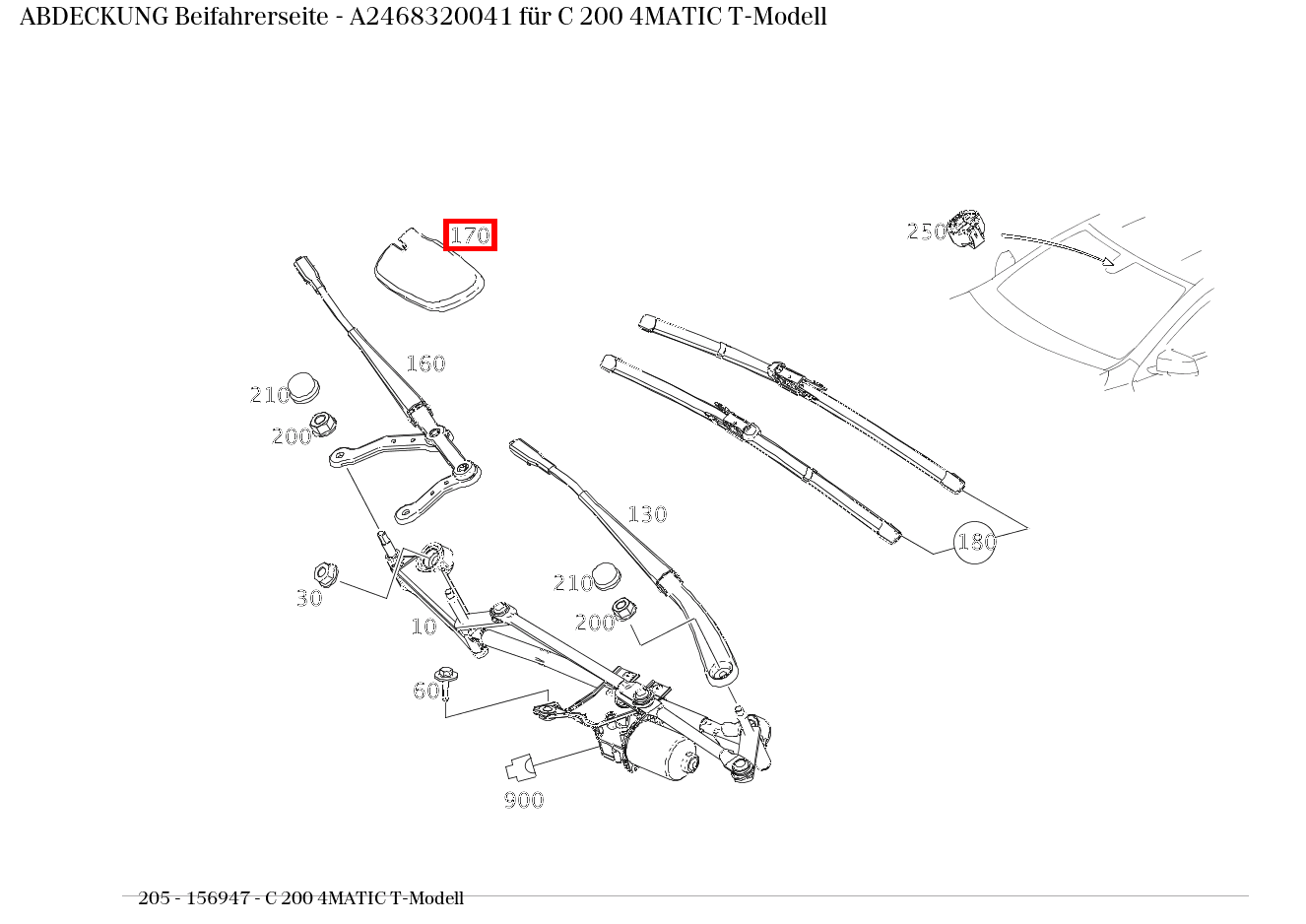 Abdeckung Beifahrerseite C 200 4MATIC T-Modell 205