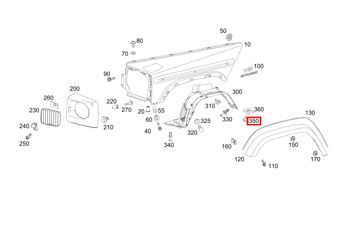 Blechschraube Abdeckung an Radeinbau rechts; 4.8X16 Mercedes-AMG G 63 463