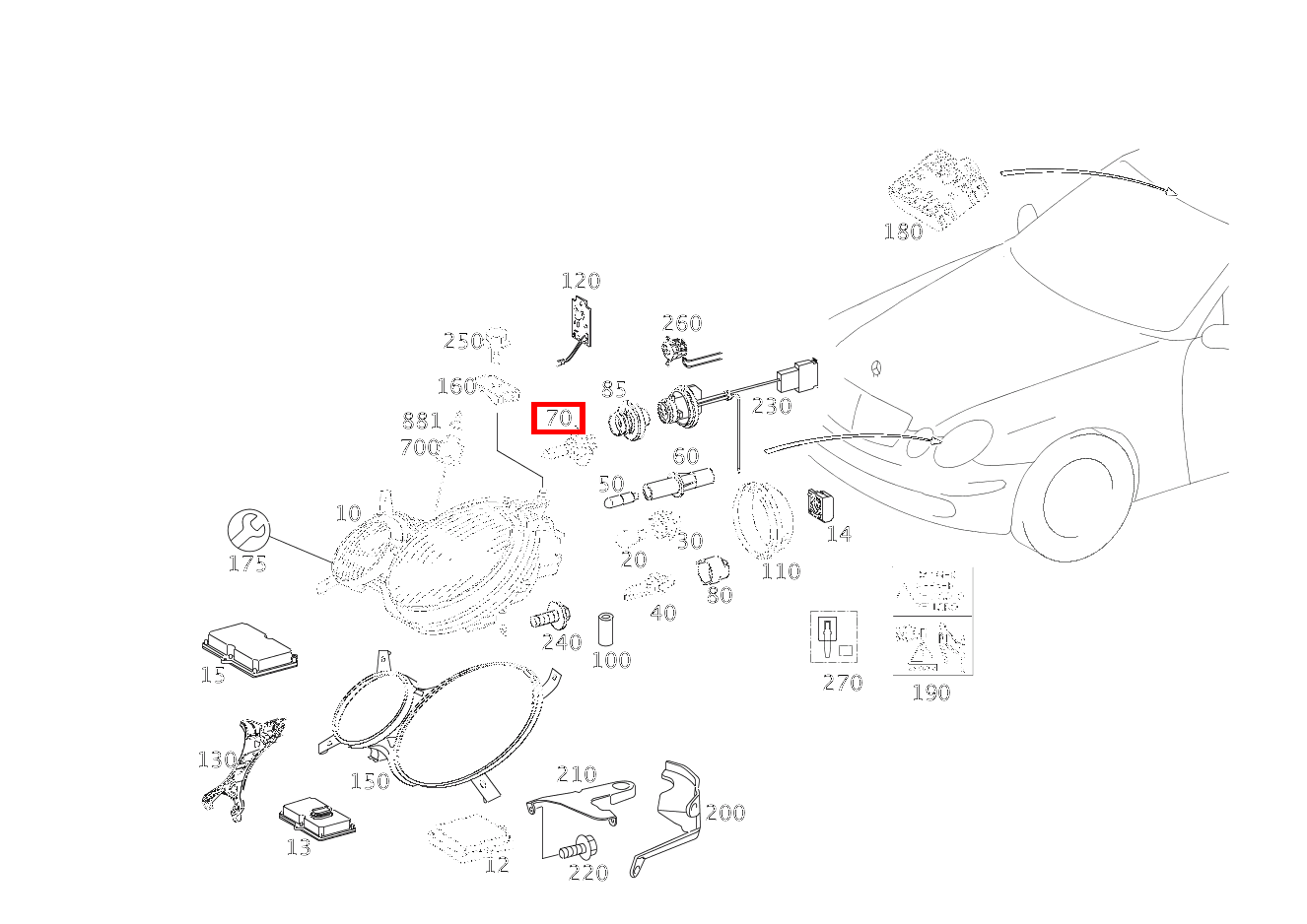 Glühlampe FERNLICHT,RECHTS; H7 12V-55W E 220 FG CDI Fahrgestell lang 211 Glühlampe FERNLICHT,RECHTS; H7 12V-55W E 220 FG CDI Fahrgestell lang 211