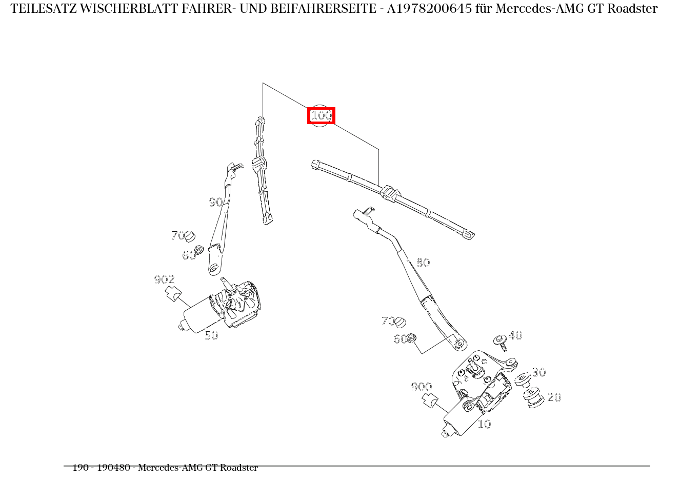 Teilesatz Wischerblatt FAHRER- UND BEIFAHRERSEITE Mercedes-AMG GT Roadster 190 Teilesatz Wischerblatt FAHRER- UND BEIFAHRERSEITE Mercedes-AMG GT Roadster 190