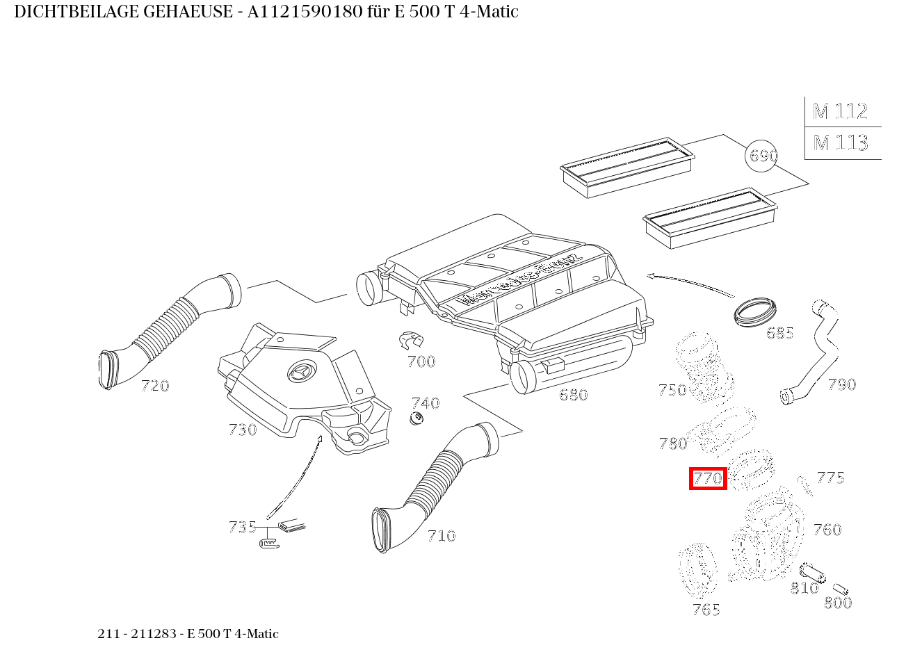 Dichtbeilage GEHAEUSE E 500 T 4-Matic 211