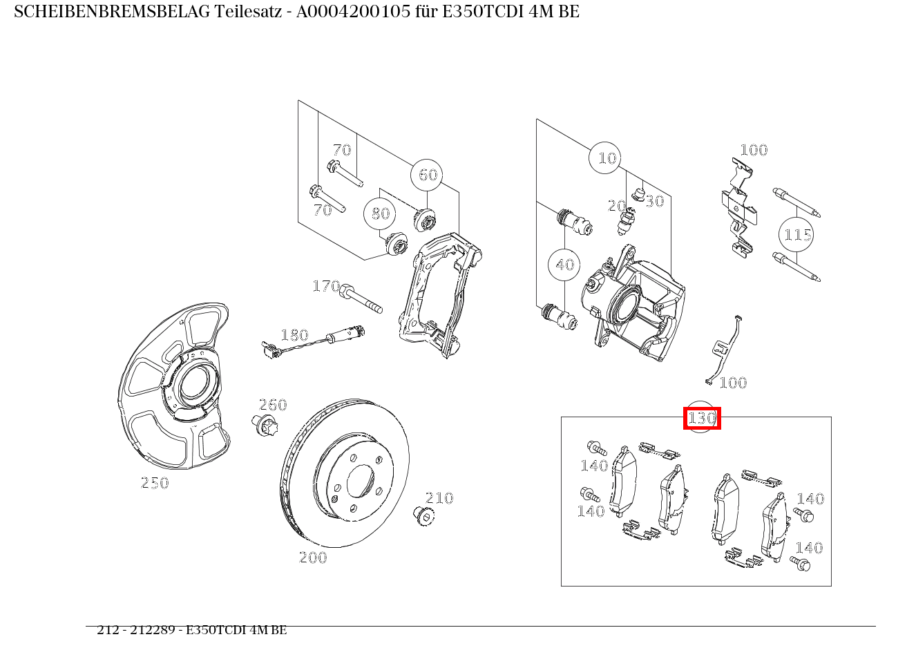 Scheibenbremsbelag Teilesatz E350TCDI 4M BE 212 Scheibenbremsbelag Teilesatz E350TCDI 4M BE 212