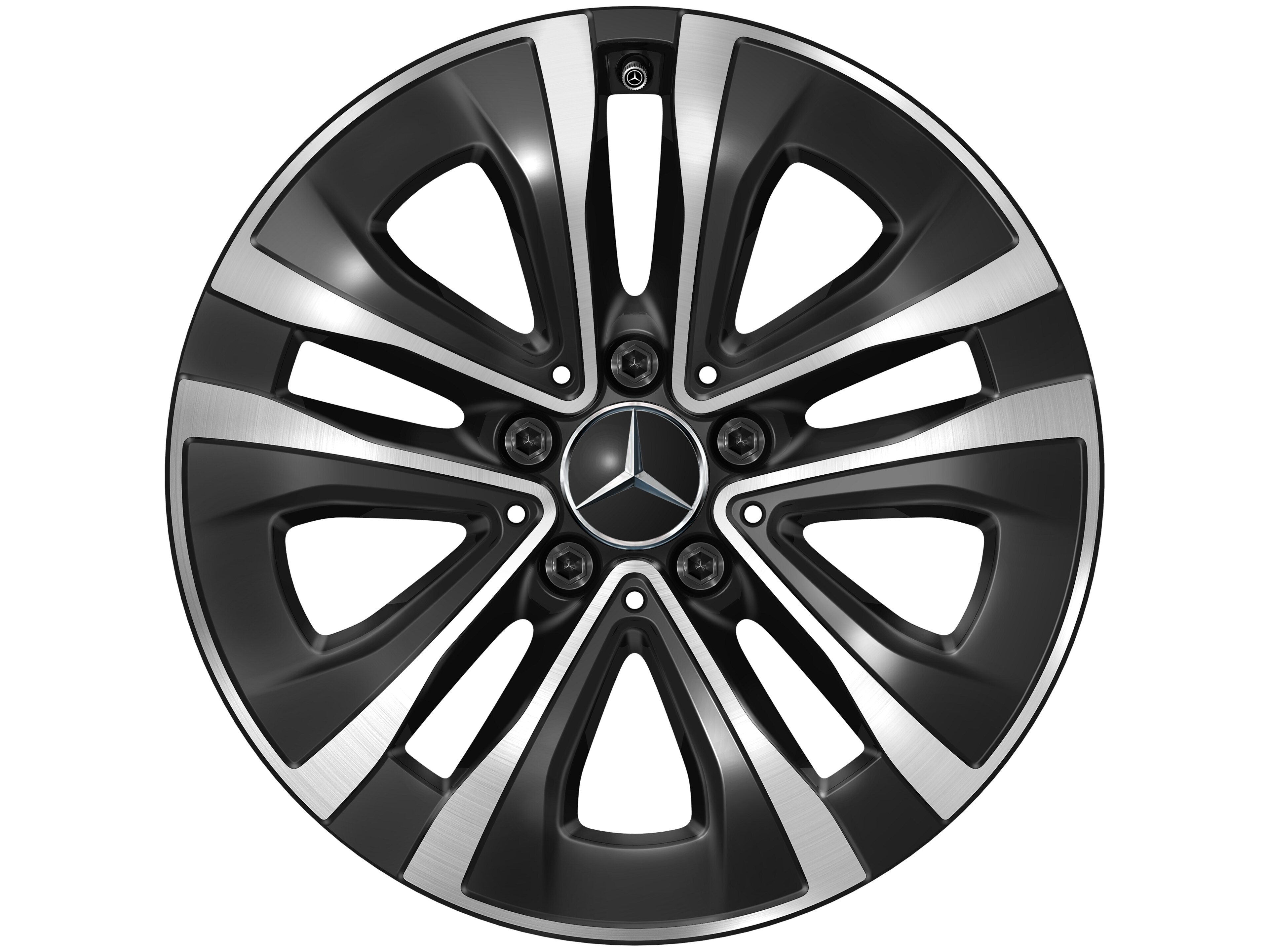 Mercedes-Benz - 5-Speichen-Rad, Aero, 17 Zoll, mit Zusatzspeichen 6,5 J x 17 ET 44, schwarz, glanzgedreht