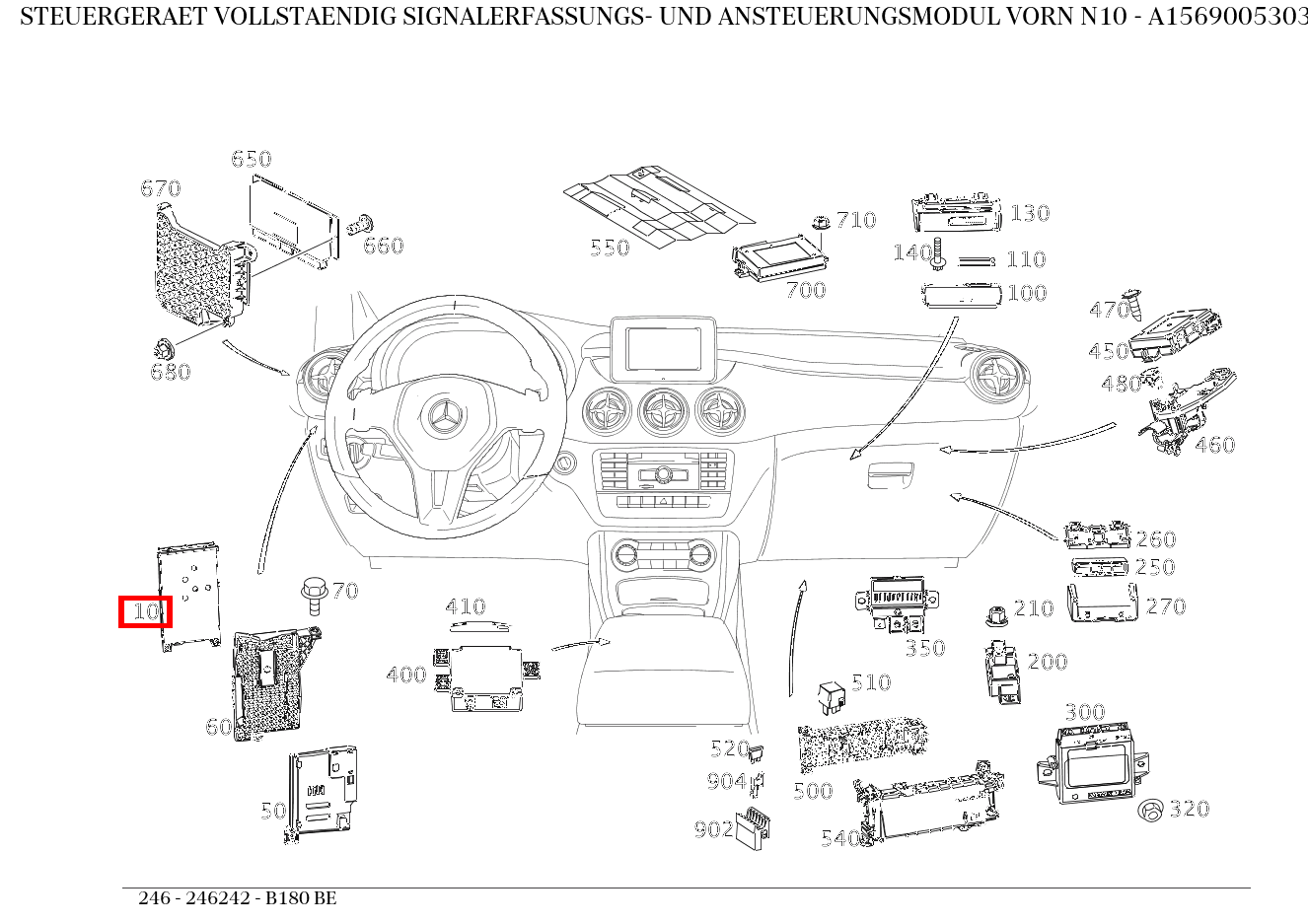 Steuergerät vollständig SIGNALERFASSUNGS- UND ANSTEUERUNGSMODUL VORN N10 B180 BE 246