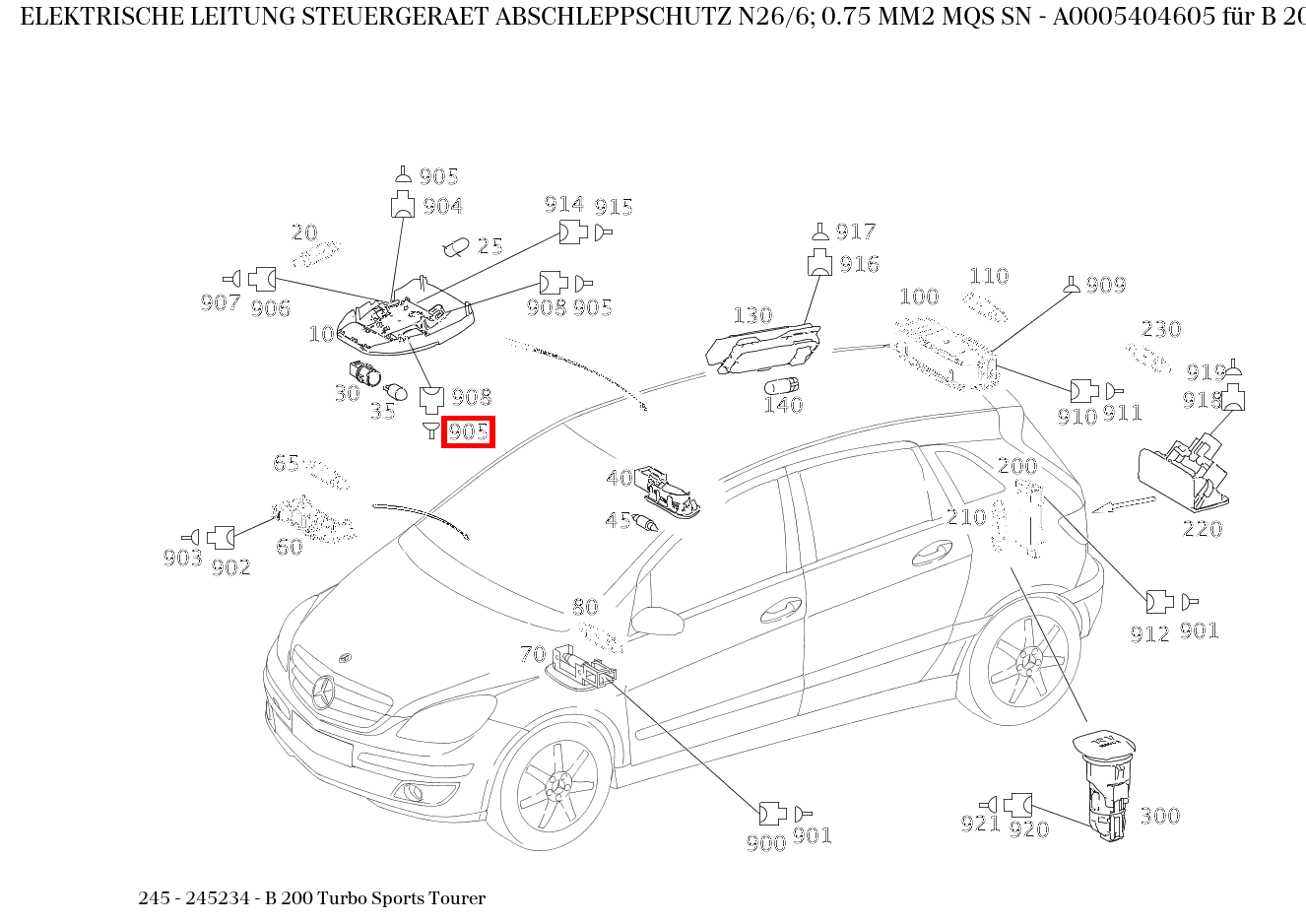 Elektrische Leitung STEUERGERAET ABSCHLEPPSCHUTZ N26/6; 0.75 MM2 MQS SN B 200 Turbo Sports Tourer 245 Elektrische Leitung STEUERGERAET ABSCHLEPPSCHUTZ N26/6; 0.75 MM2 MQS SN B 200 Turbo Sports Tourer 245