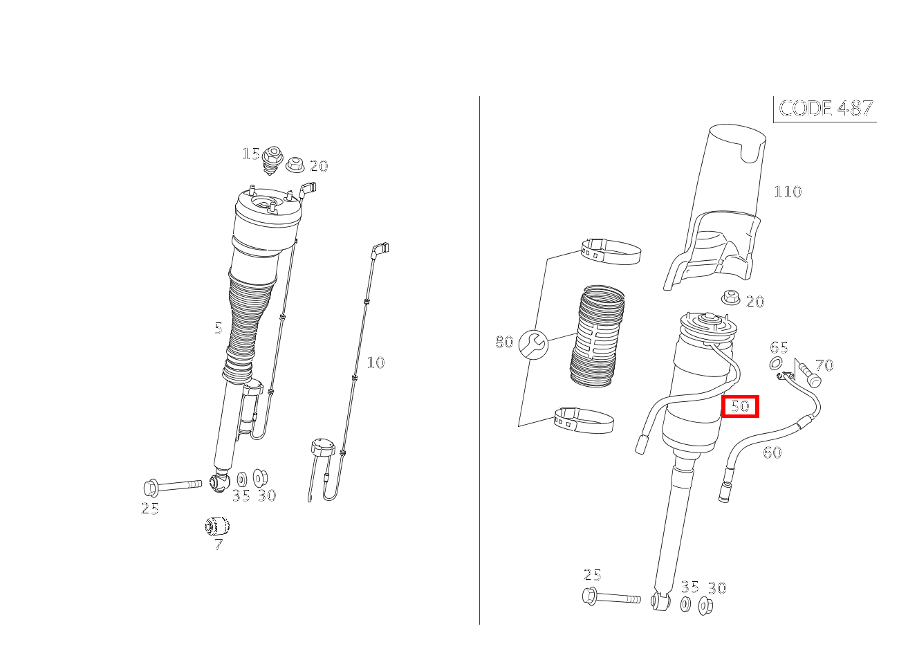 Federbein HINTEN LINKS S 600 Limousine lang Sonderschutzfahrzeug 221