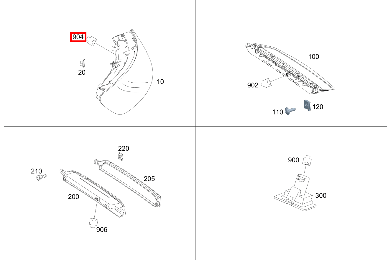 Kupplung, Mechanisch SCHLUSSLEUCHTE RECHTS E4*1; 6-PIN MQS Mercedes-AMG GT S 197
