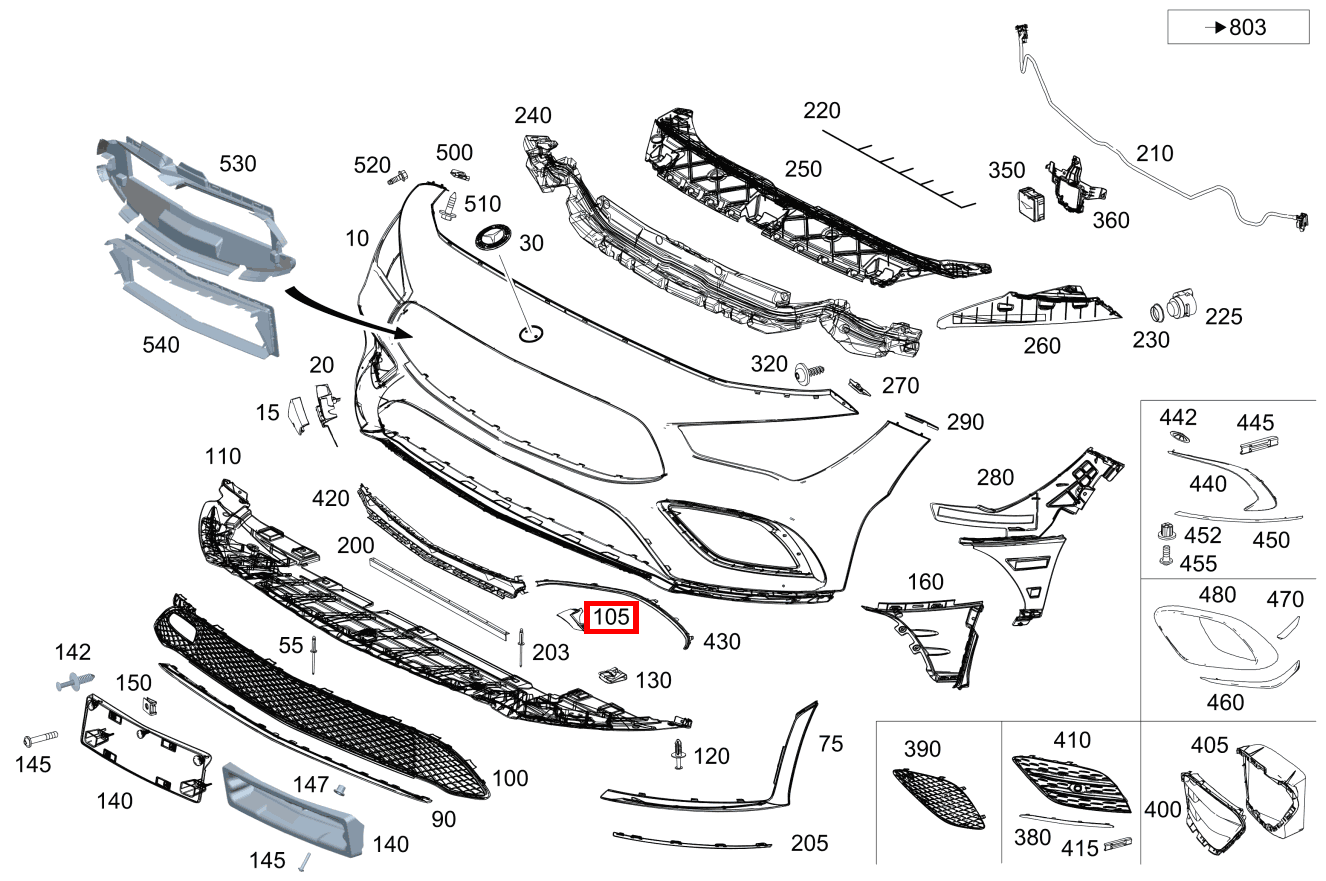Abdeckung Stossfänger Links Mercedes-AMG CLA 45 S 4MATIC+ Coupé 205