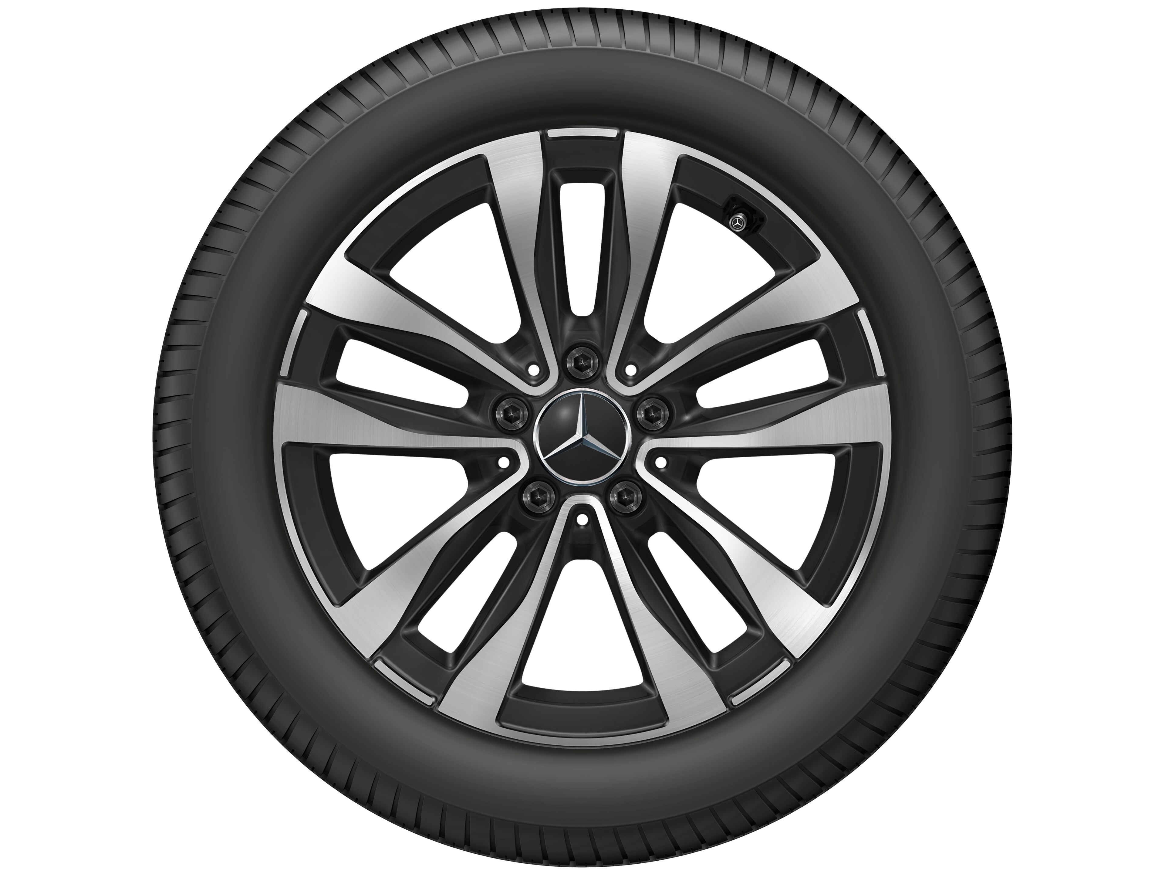 Mercedes-Benz - 5-Doppelspeichen-Rad, Aero, 17 Zoll, glanzgedreht 7 J x 17 ET 44,5, schwarz