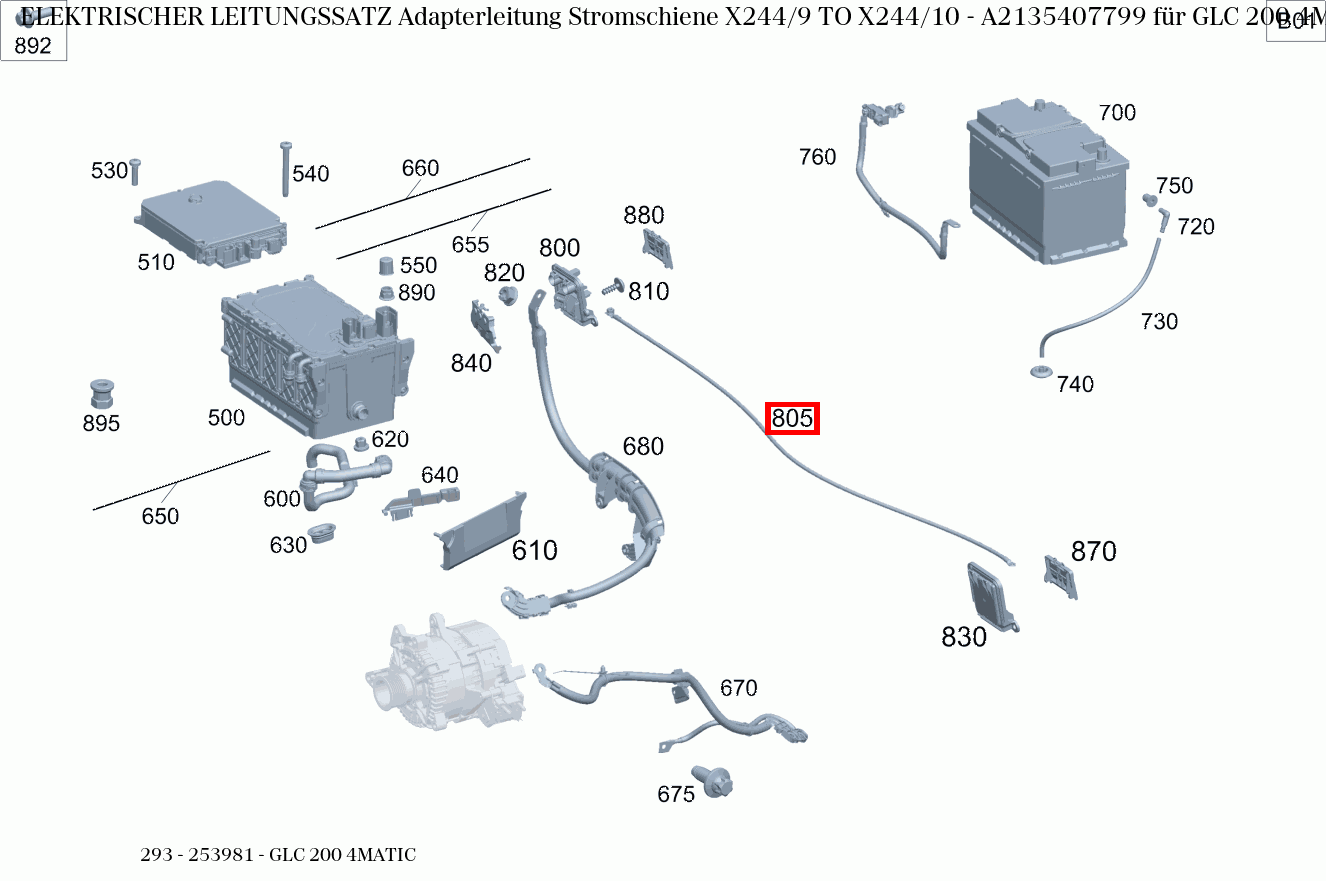 Elektrischer Leitungssatz Adapterleitung Stromschiene X244/9 TO X244/10 GLC 200 4MATIC 293 Elektrischer Leitungssatz Adapterleitung Stromschiene X244/9 TO X244/10 GLC 200 4MATIC 293