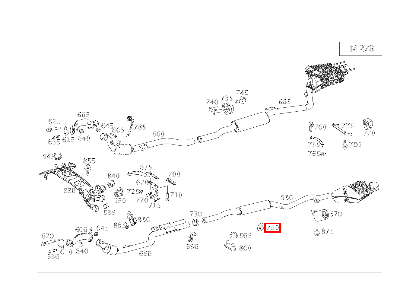 ELASTOMERAUFHAENGUNG AUSPUFFROHR MITTE CL500 4M BE 216