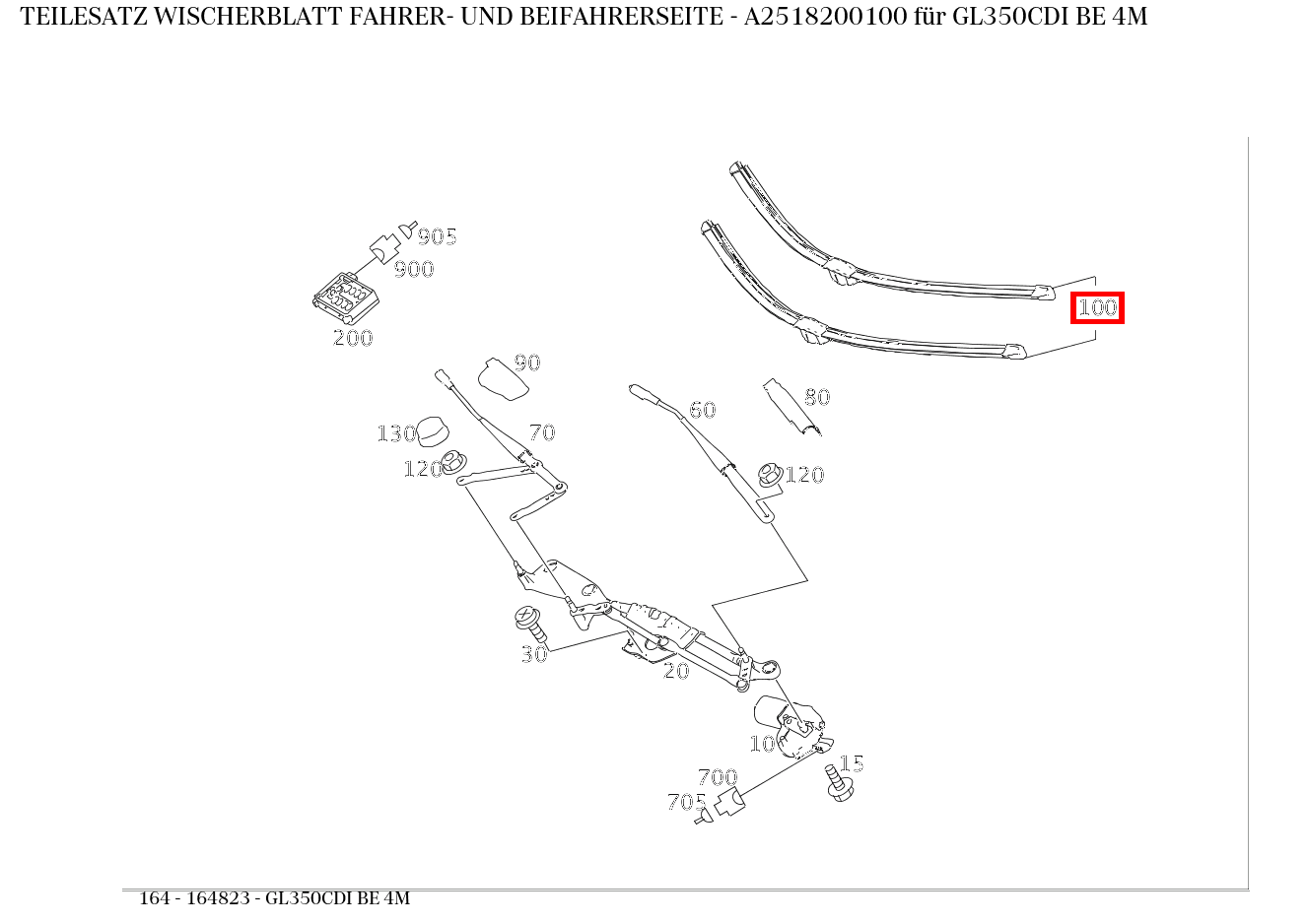 Teilesatz Wischerblatt FAHRER- UND BEIFAHRERSEITE GL350CDI BE 4M 164