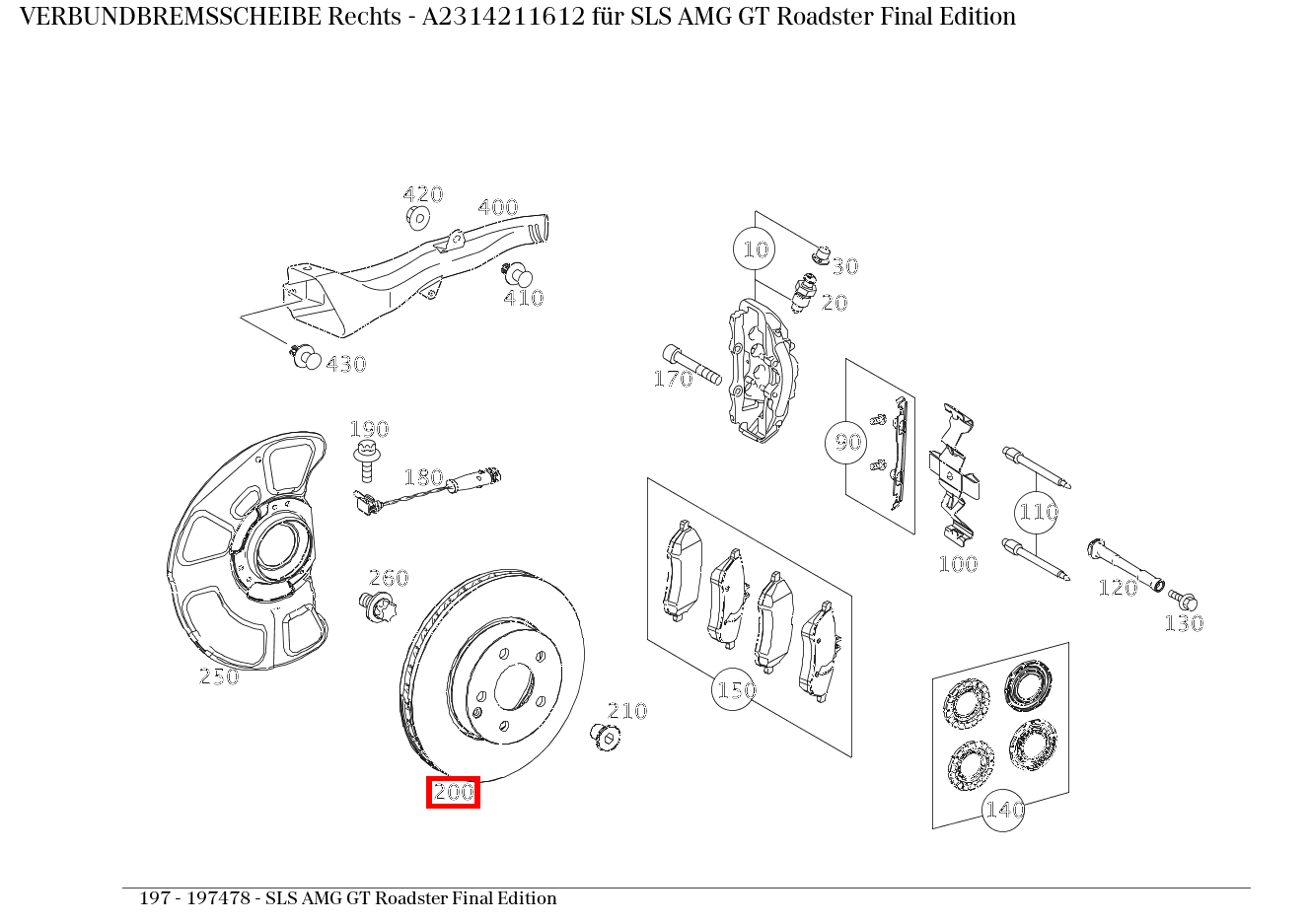 Verbundbremsscheibe Rechts SLS AMG GT Roadster Final Edition 197