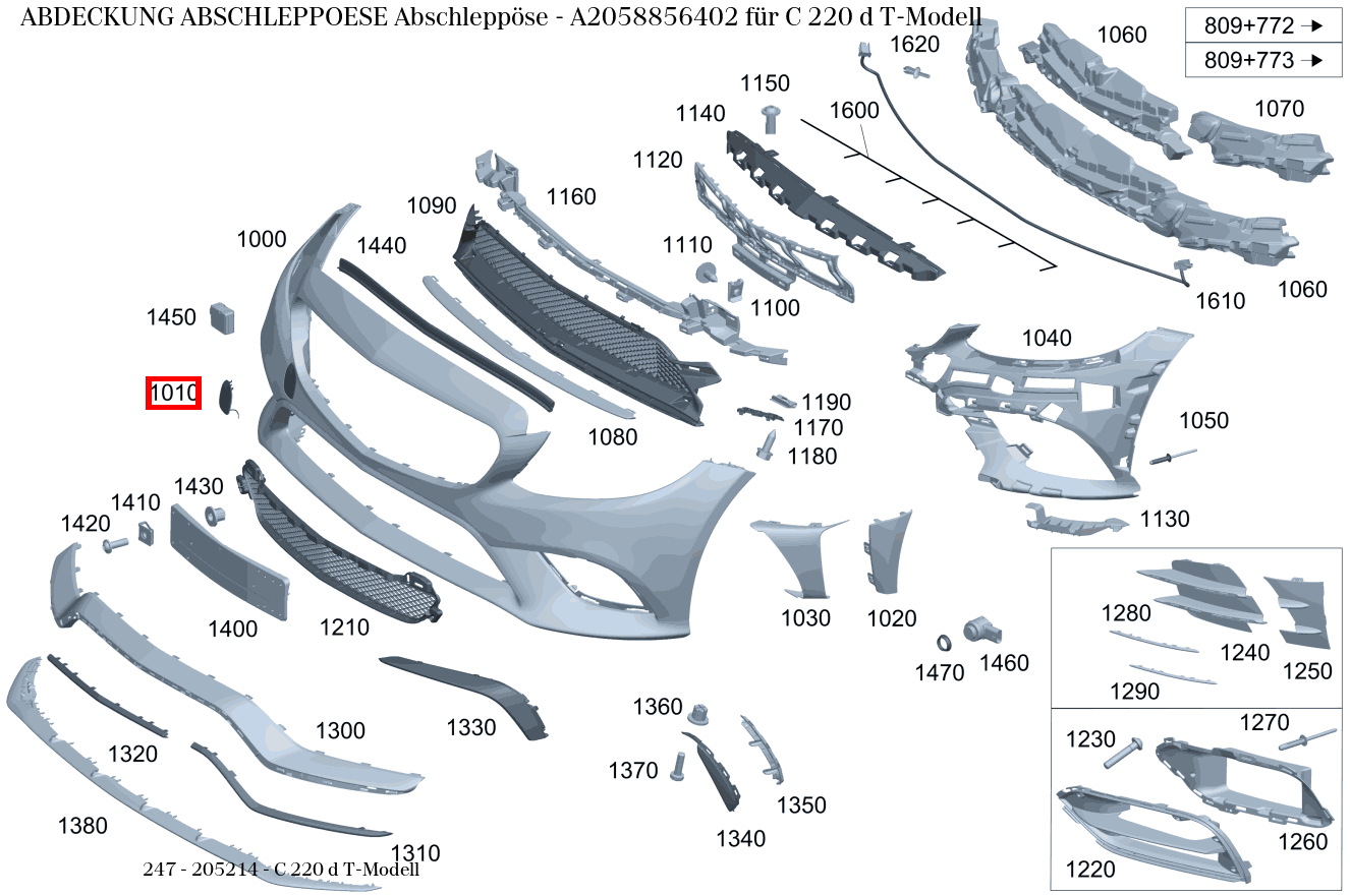 Abdeckung Abschleppöse Abschleppöse C 220 d T-Modell 247