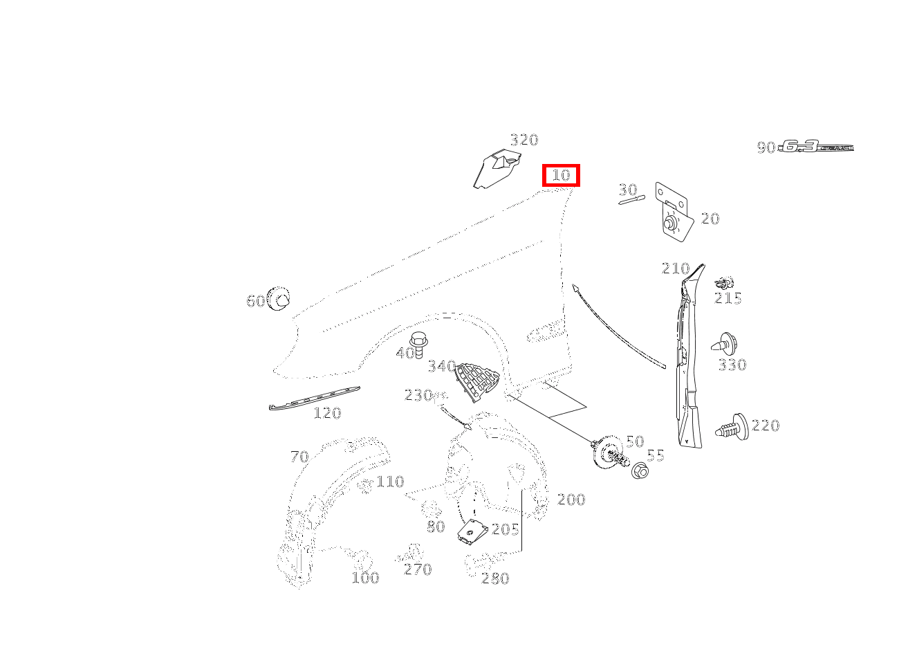Kotflügel Vorne LINKS E 280 CDI T-Modell 213 Kotflügel Vorne LINKS E 280 CDI T-Modell 213