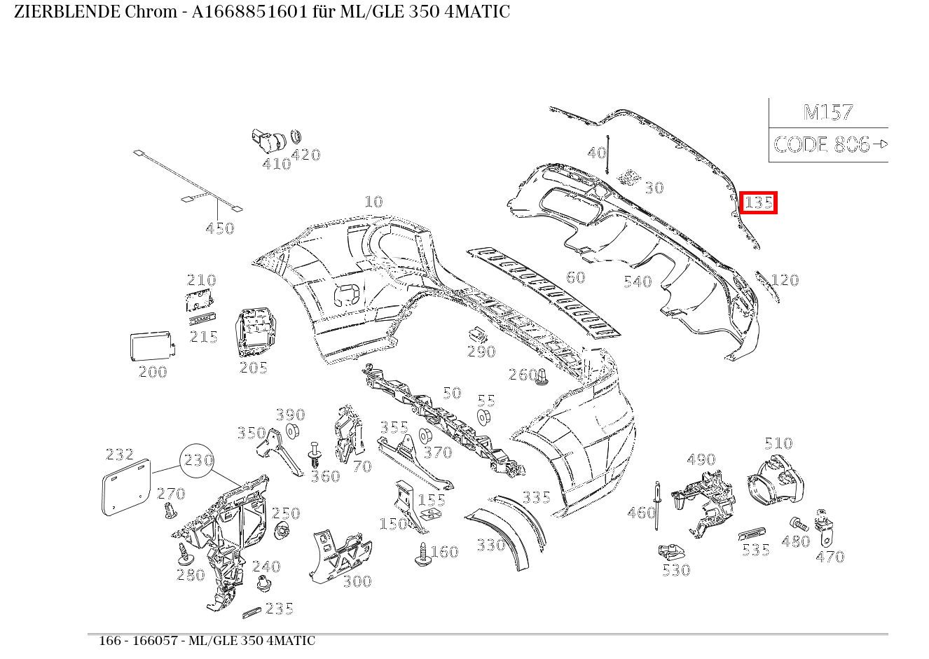 Zierblende Chrom ML/GLE 350 4MATIC 166
