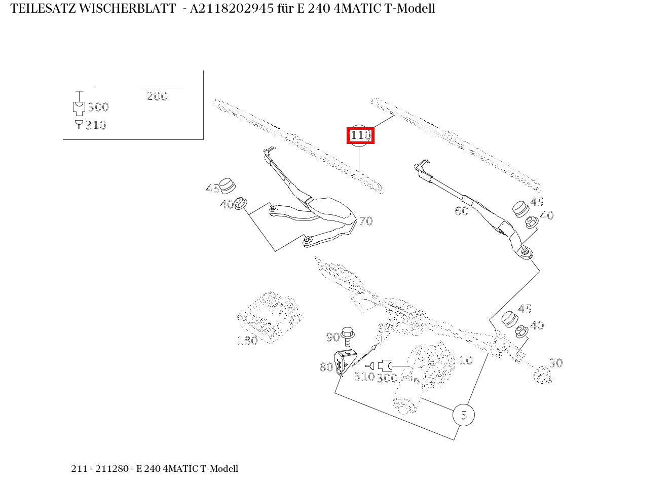 Teilesatz Wischerblatt E 240 4MATIC T-Modell 211