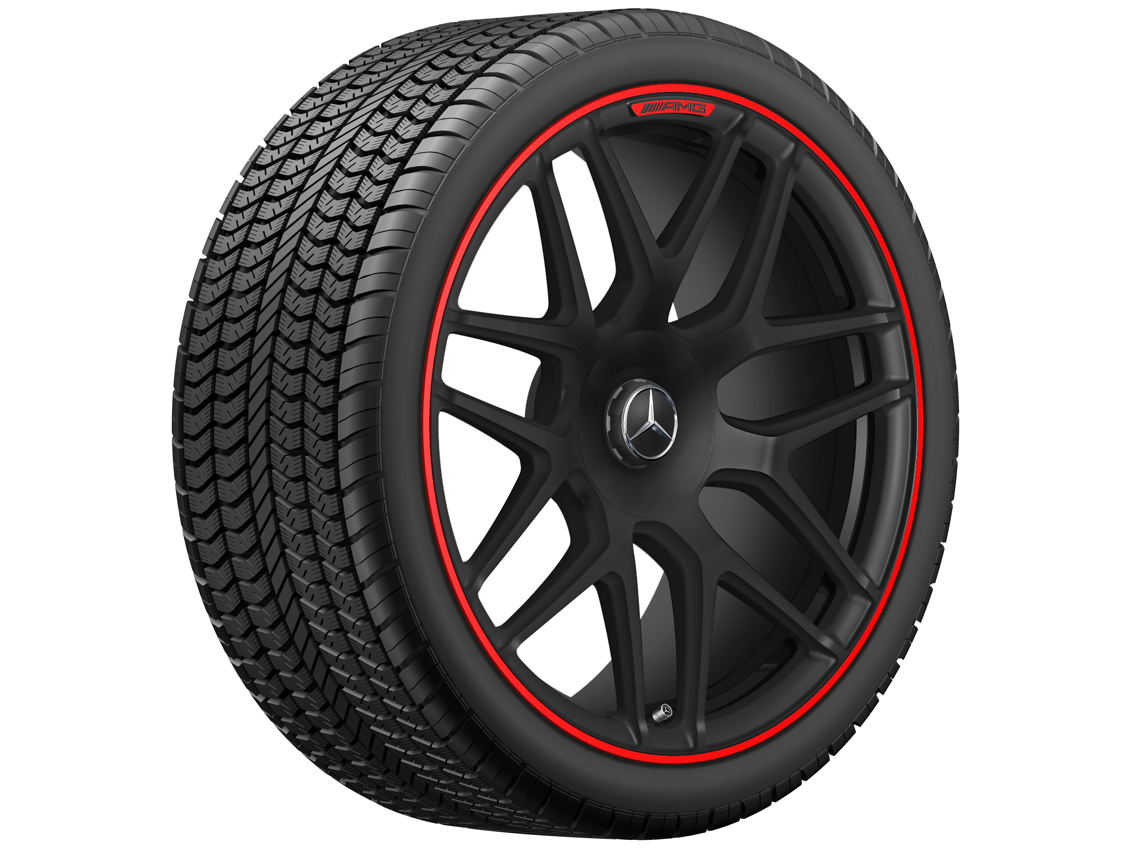 Mercedes-Benz -  AMG Schmiederad 22 Zoll, Felgenhorn rot lackiert 10 J x 22 ET 36, schwarz matt