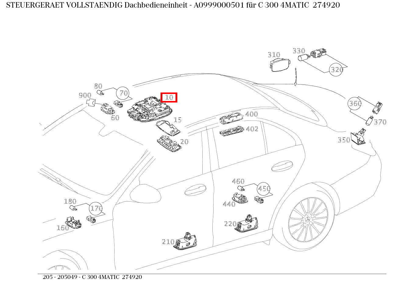 Steuergerät vollständig Dachbedieneinheit C 300 4MATIC 274920 205 Steuergerät vollständig Dachbedieneinheit C 300 4MATIC 274920 205