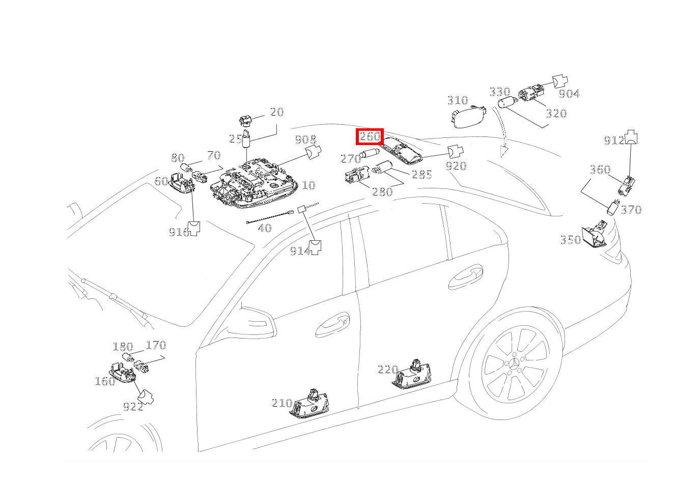 Innenleuchte DECKENLEUCHTE HINTEN C 180 205 Innenleuchte DECKENLEUCHTE HINTEN C 180 205
