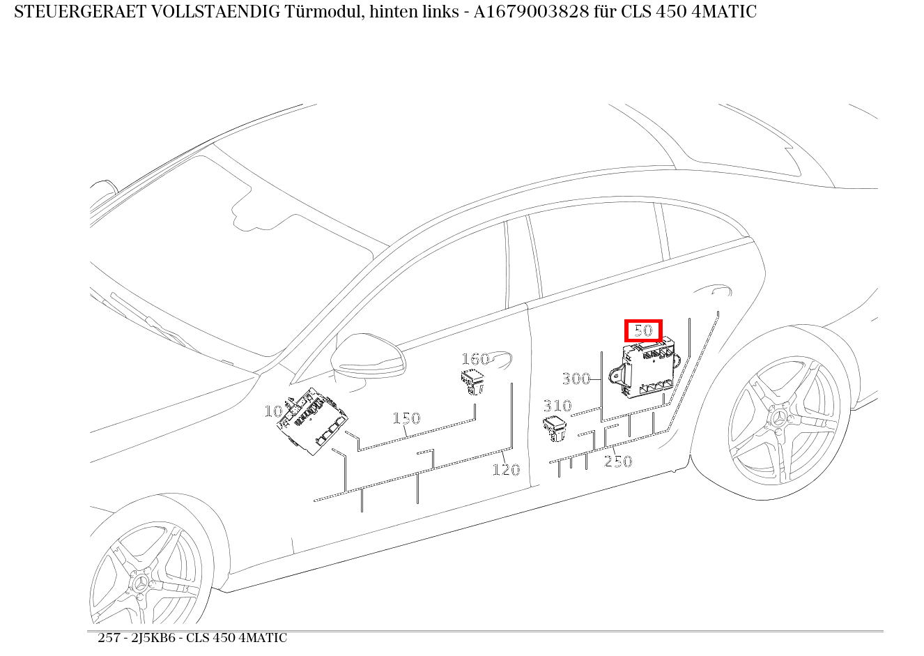 Steuergerät vollständig Türmodul, hinten links CLS 450 4MATIC 257