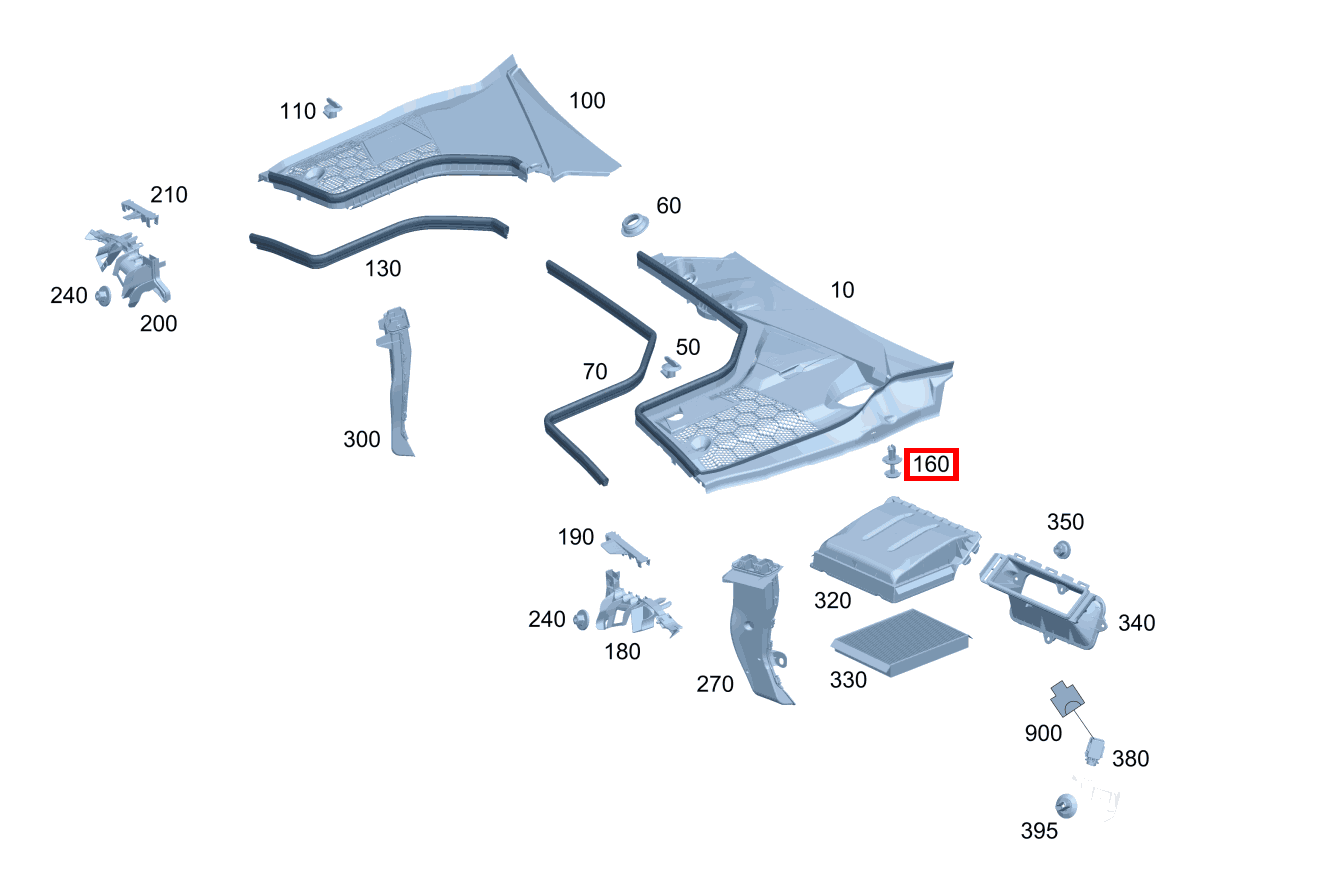 Spreizniet Befestigung Motorabdeckung Luftleitblech C 206, E 213  