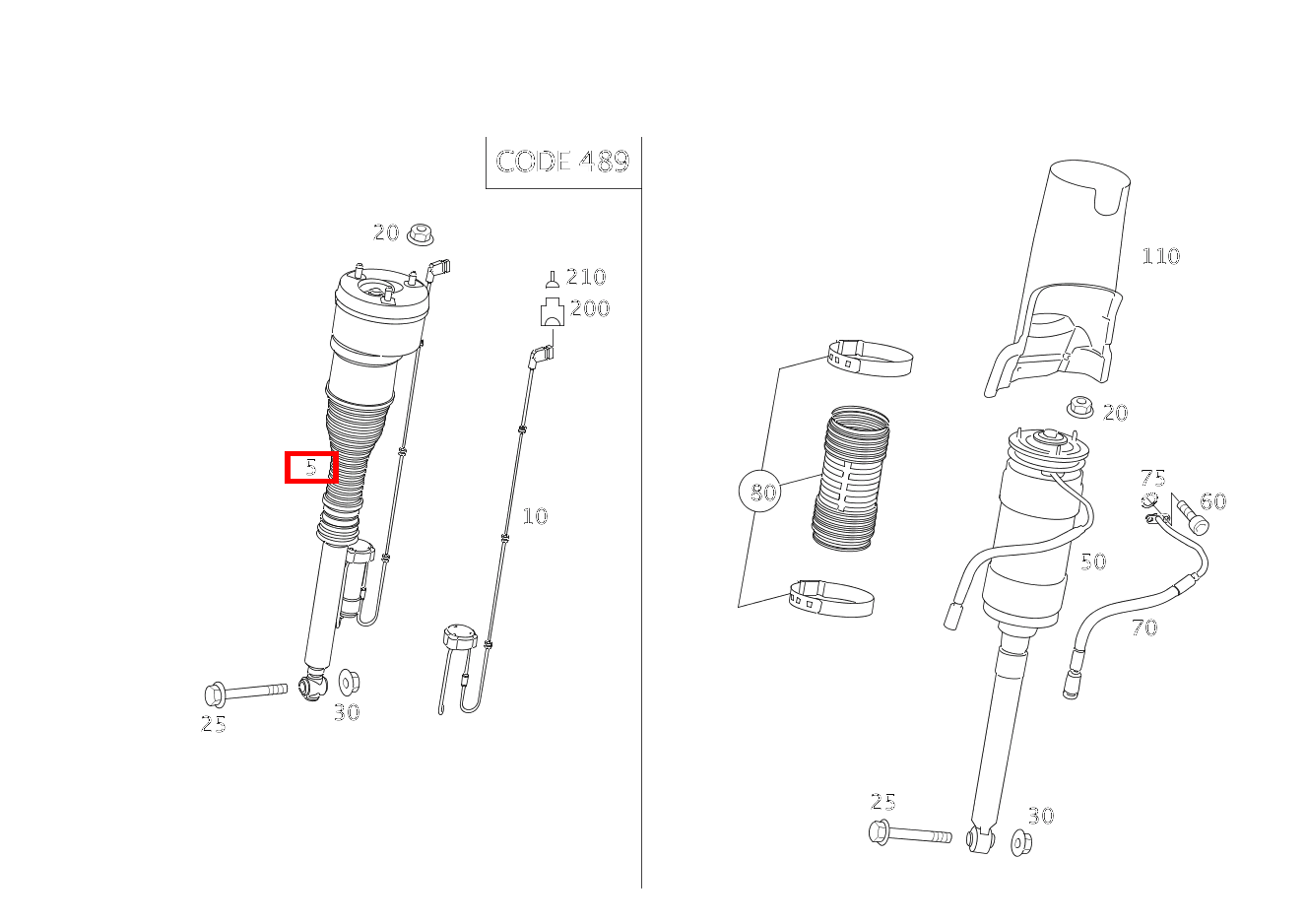 Luftfederbein Hinten rechts CL500 4M BE 216 Luftfederbein Hinten rechts CL500 4M BE 216