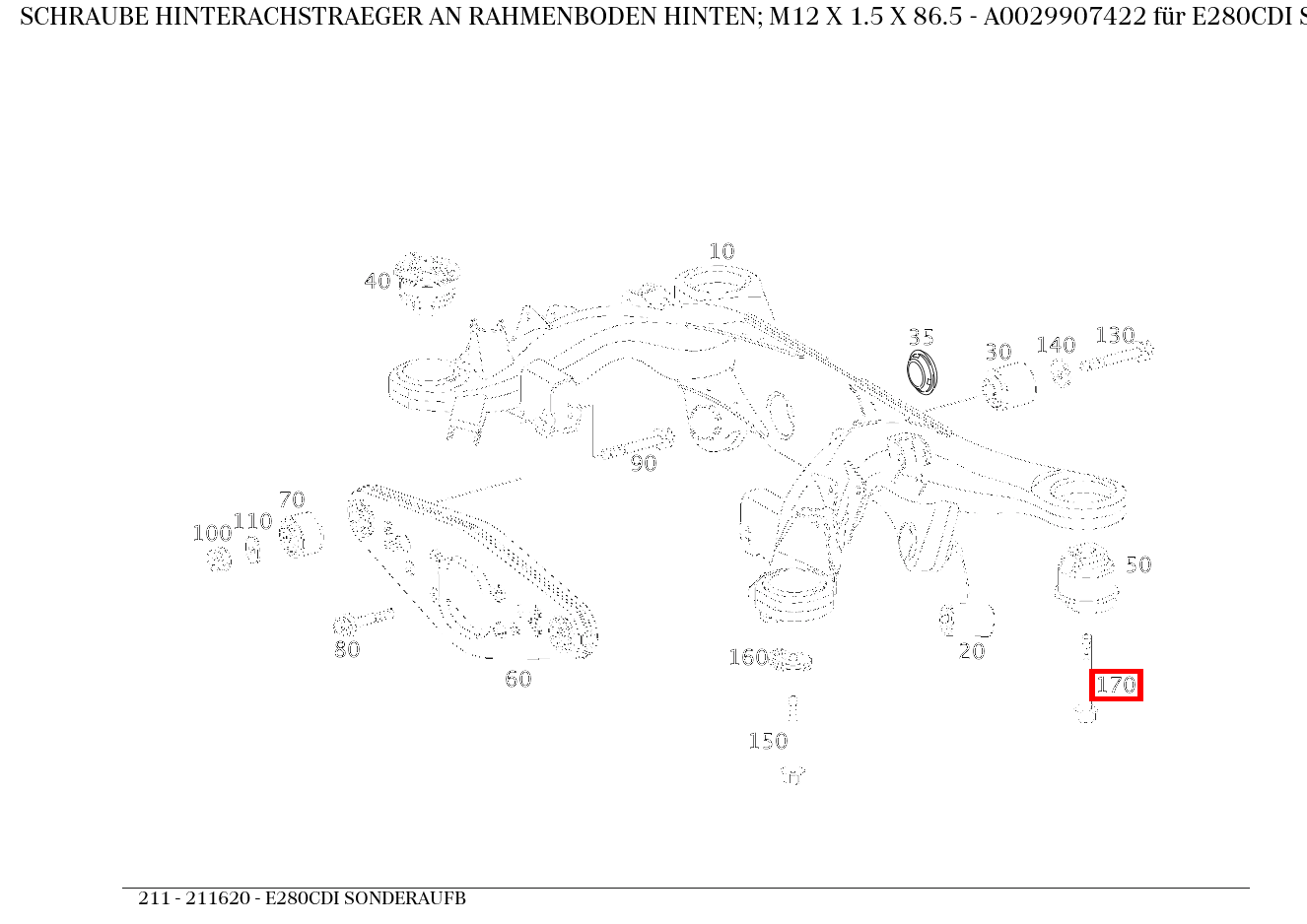 Schraube AN RAHMENBODEN HINTEN; M12 X 1.5 X 86.5 für E 211, S 220 