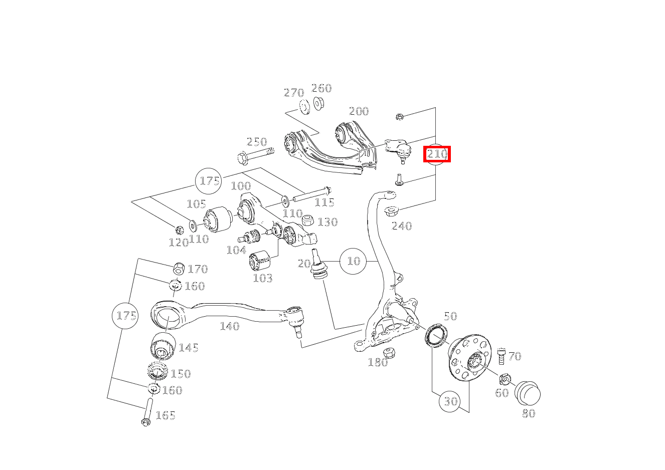 REP.SATZ QUERLENKER Gelenk an Achsschenkel rechts CLS 55 AMG 219 REP.SATZ QUERLENKER Gelenk an Achsschenkel rechts CLS 55 AMG 219