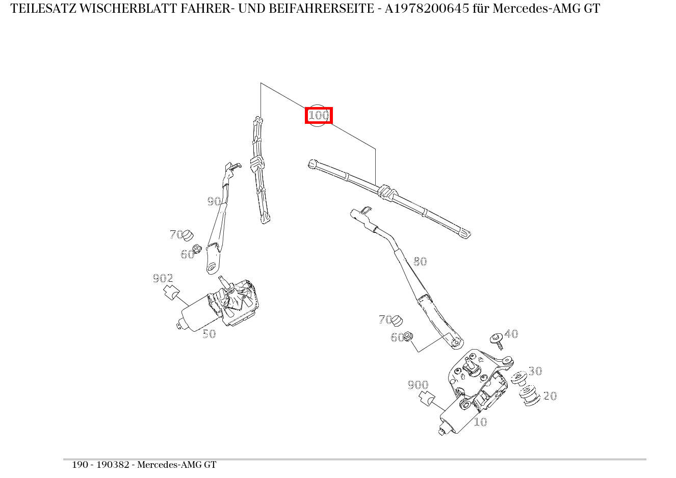 Teilesatz Wischerblatt FAHRER- UND BEIFAHRERSEITE Mercedes-AMG GT 190 Teilesatz Wischerblatt FAHRER- UND BEIFAHRERSEITE Mercedes-AMG GT 190