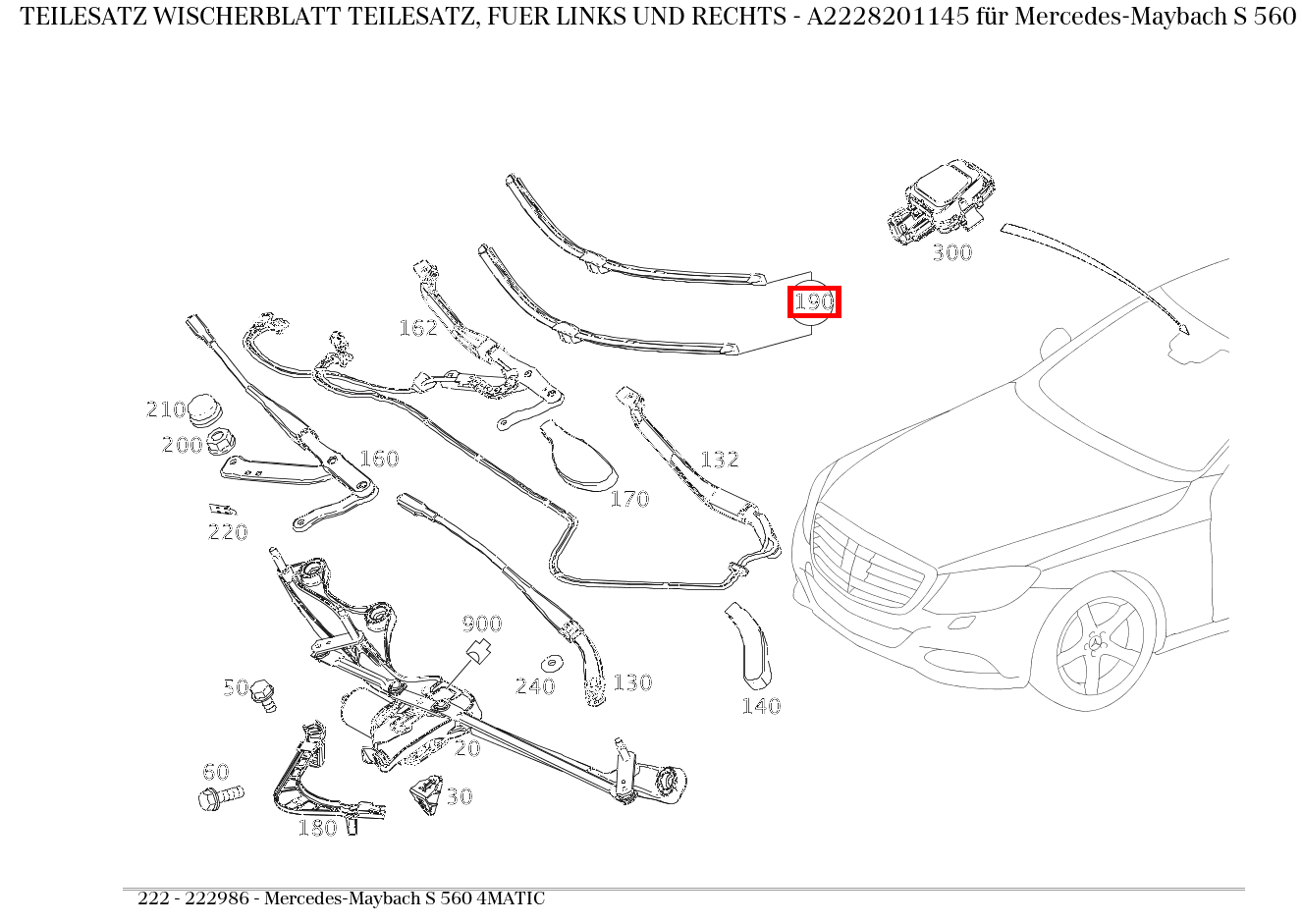 Teilesatz Wischerblatt TEILESATZ, FUER LINKS UND RECHTS Mercedes-Maybach S 560 4MATIC 222