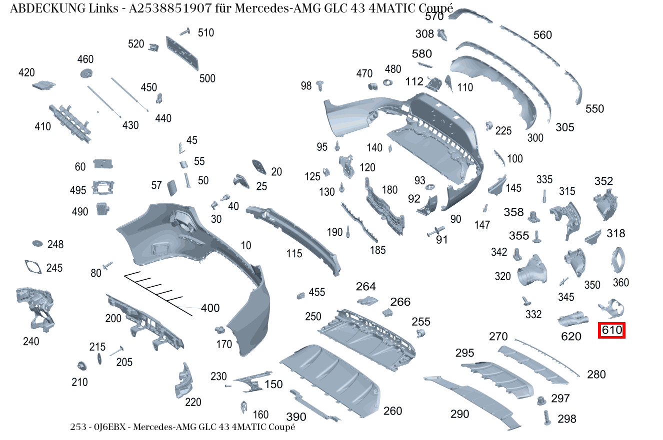 Abdeckung Links Mercedes-AMG GLC 43 4MATIC Coupé 253 Abdeckung Links Mercedes-AMG GLC 43 4MATIC Coupé 253